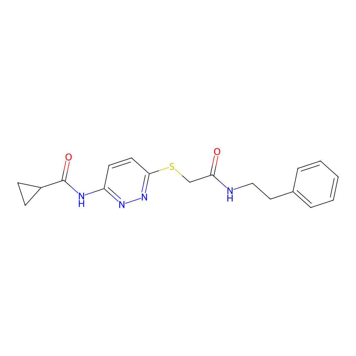 N-[6-({[(2-phenylethyl)carbamoyl]methyl}sulfanyl)pyridazin-3-yl]cyclopropanecarboxamide molecular structure, CAS 1021228-07-8