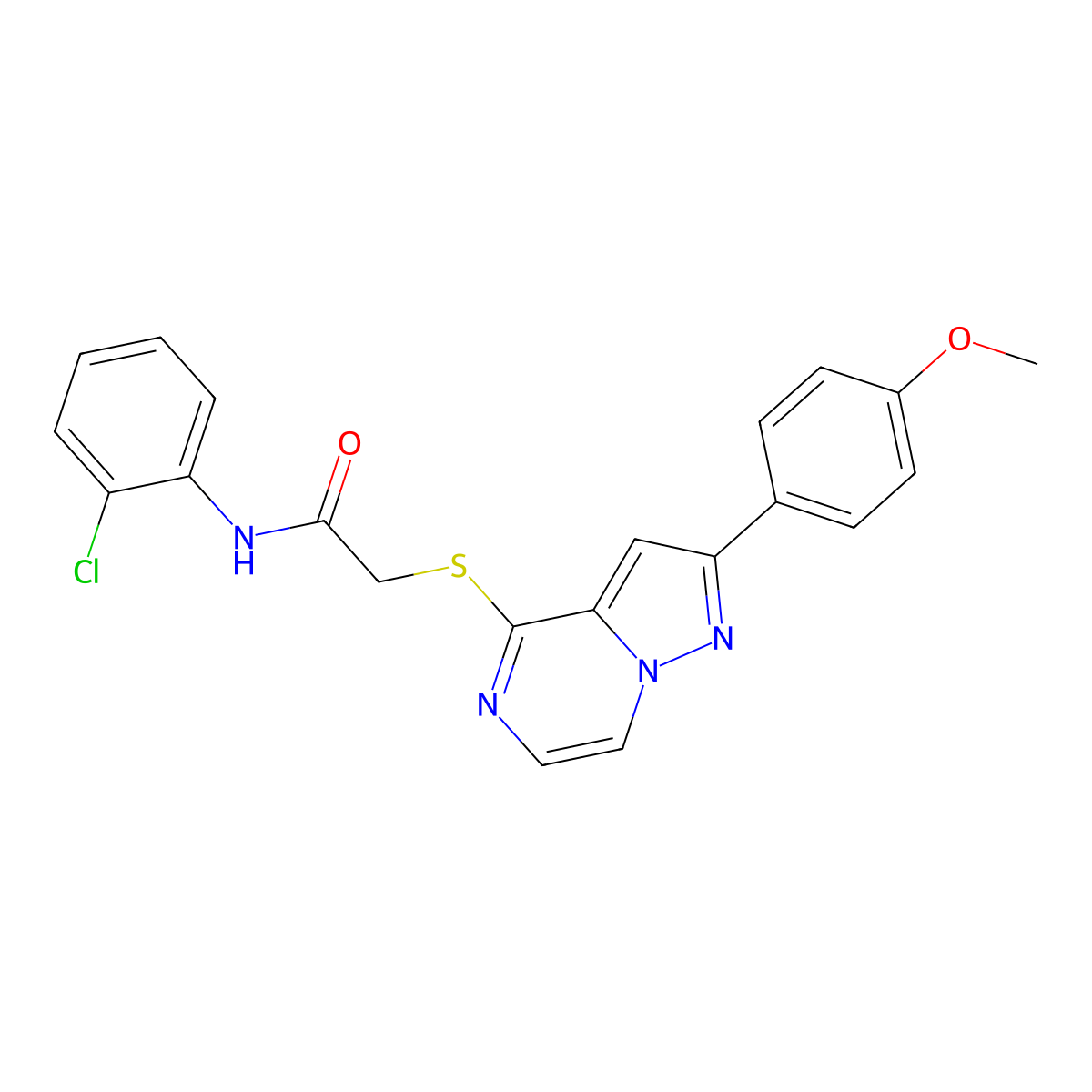 N-(2-chlorophenyl)-2-{[2-(4-methoxyphenyl)pyrazolo[1,5-a]pyrazin-4-yl]sulfanyl}acetamide molecular structure, CAS 1021228-40-9