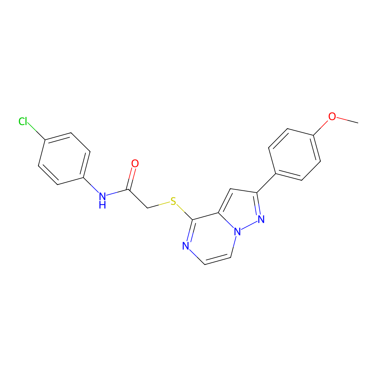 N-(4-chlorophenyl)-2-{[2-(4-methoxyphenyl)pyrazolo[1,5-a]pyrazin-4-yl]sulfanyl}acetamide molecular structure, CAS 1021228-44-3