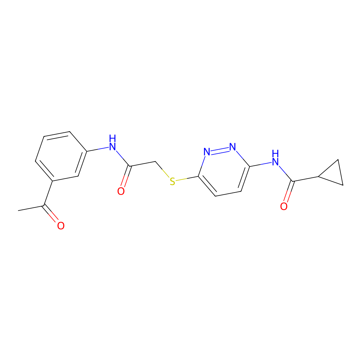 N-[6-({[(3-acetylphenyl)carbamoyl]methyl}sulfanyl)pyridazin-3-yl]cyclopropanecarboxamide molecular structure, CAS 1021228-53-4