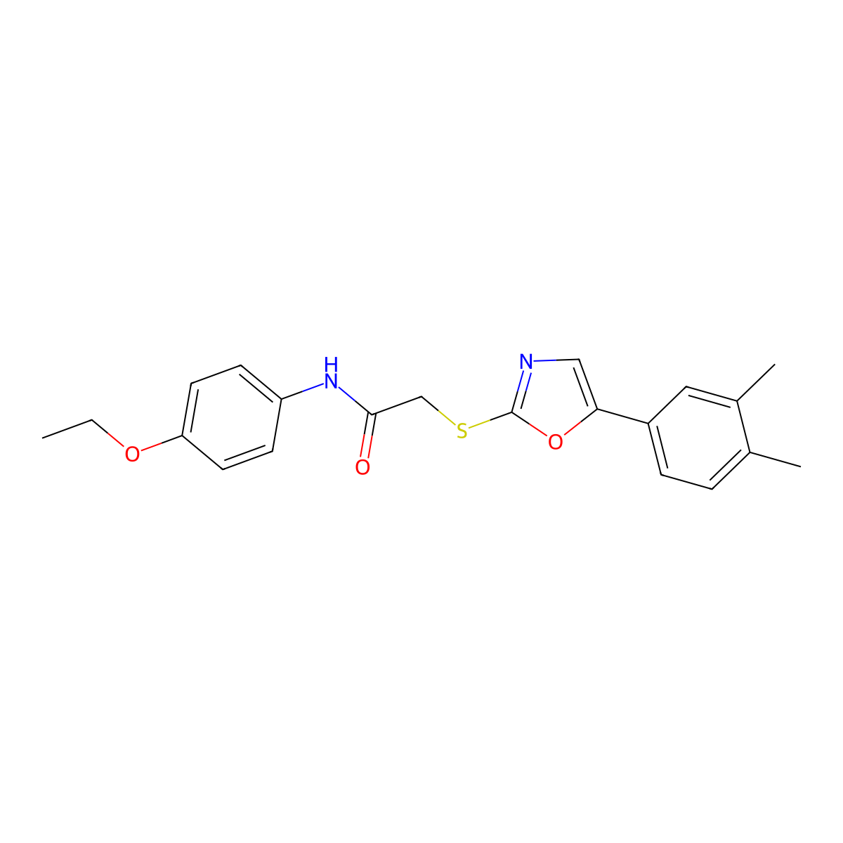 2-{[5-(3,4-dimethylphenyl)-1,3-oxazol-2-yl]sulfanyl}-N-(4-ethoxyphenyl)acetamide molecular structure, CAS 1021228-64-7