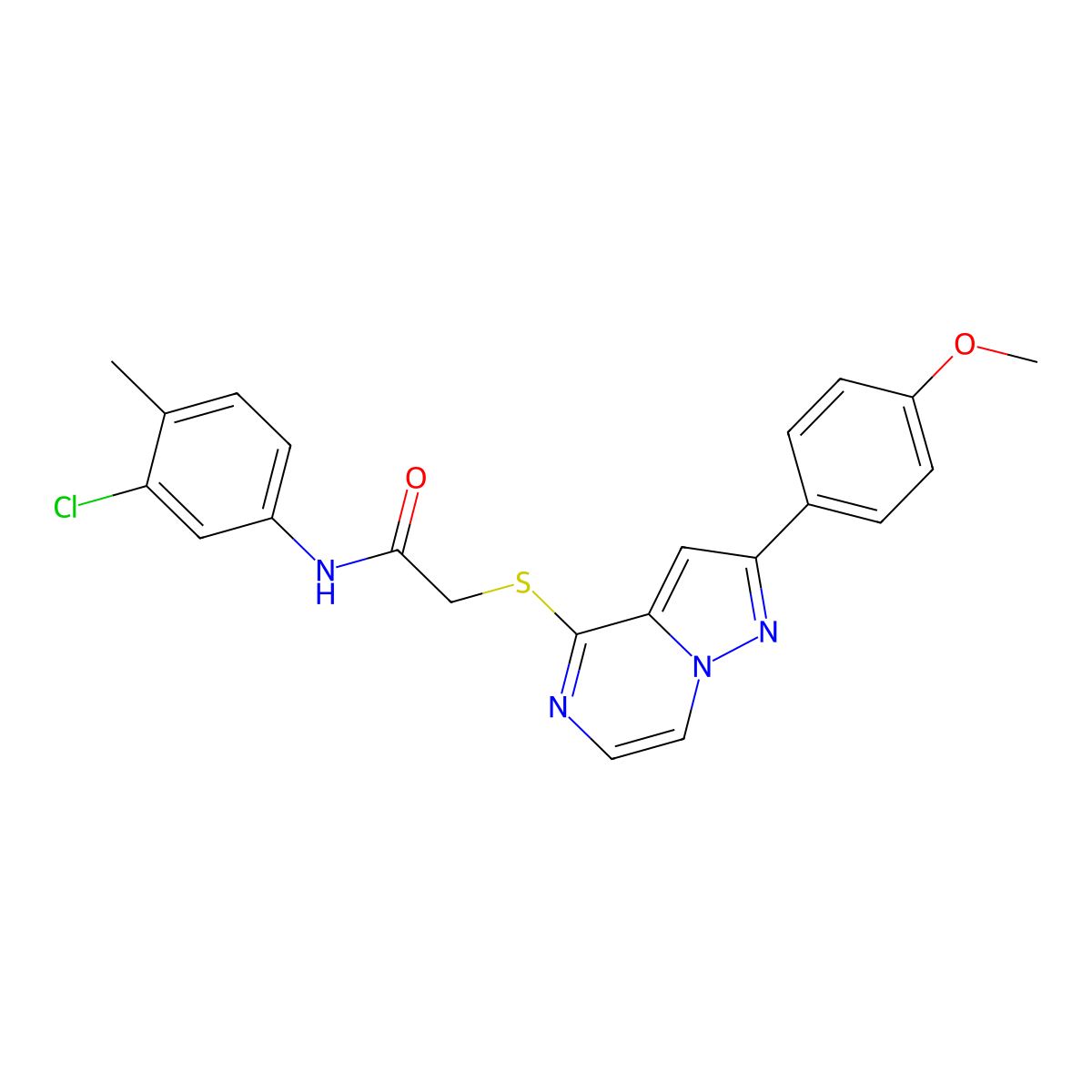 N-(3-chloro-4-methylphenyl)-2-{[2-(4-methoxyphenyl)pyrazolo[1,5-a]pyrazin-4-yl]sulfanyl}acetamide molecular structure, CAS 1021228-74-9