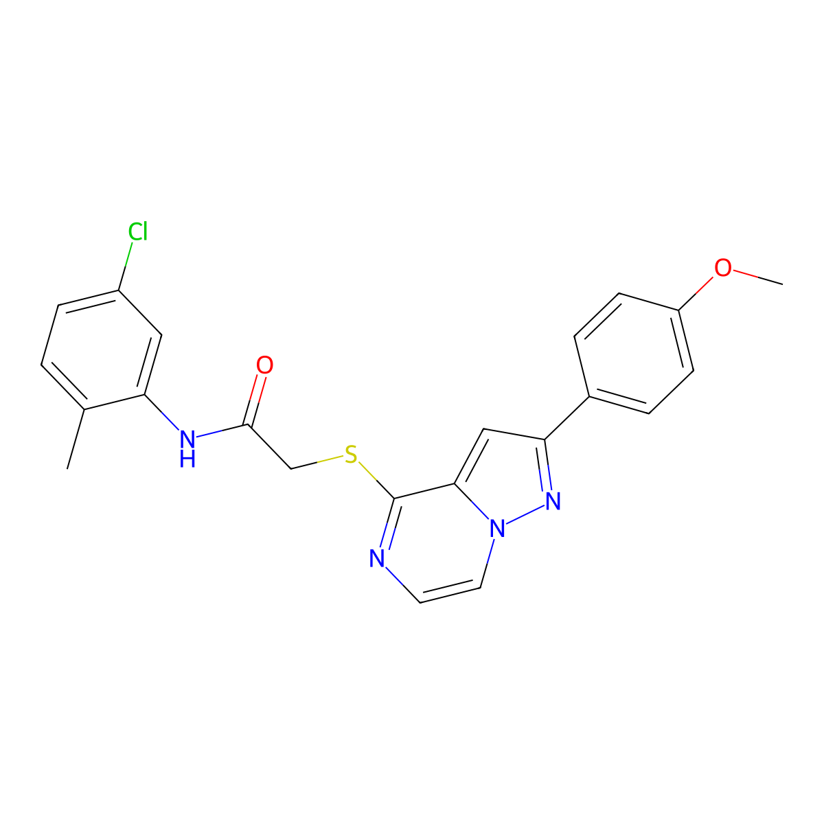 N-(5-chloro-2-methylphenyl)-2-{[2-(4-methoxyphenyl)pyrazolo[1,5-a]pyrazin-4-yl]sulfanyl}acetamide molecular structure, CAS 1021228-86-3