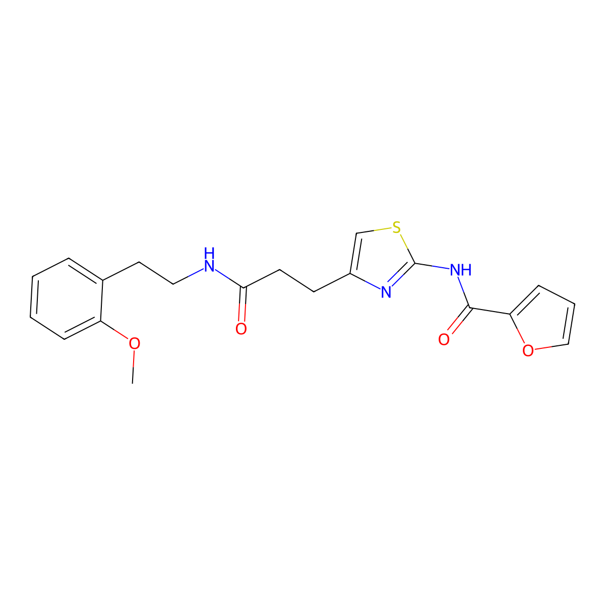 N-(4-(3-((2-methoxyphenethyl)amino)-3-oxopropyl)thiazol-2-yl)furan-2-carboxamide molecular structure, CAS 1021229-03-7