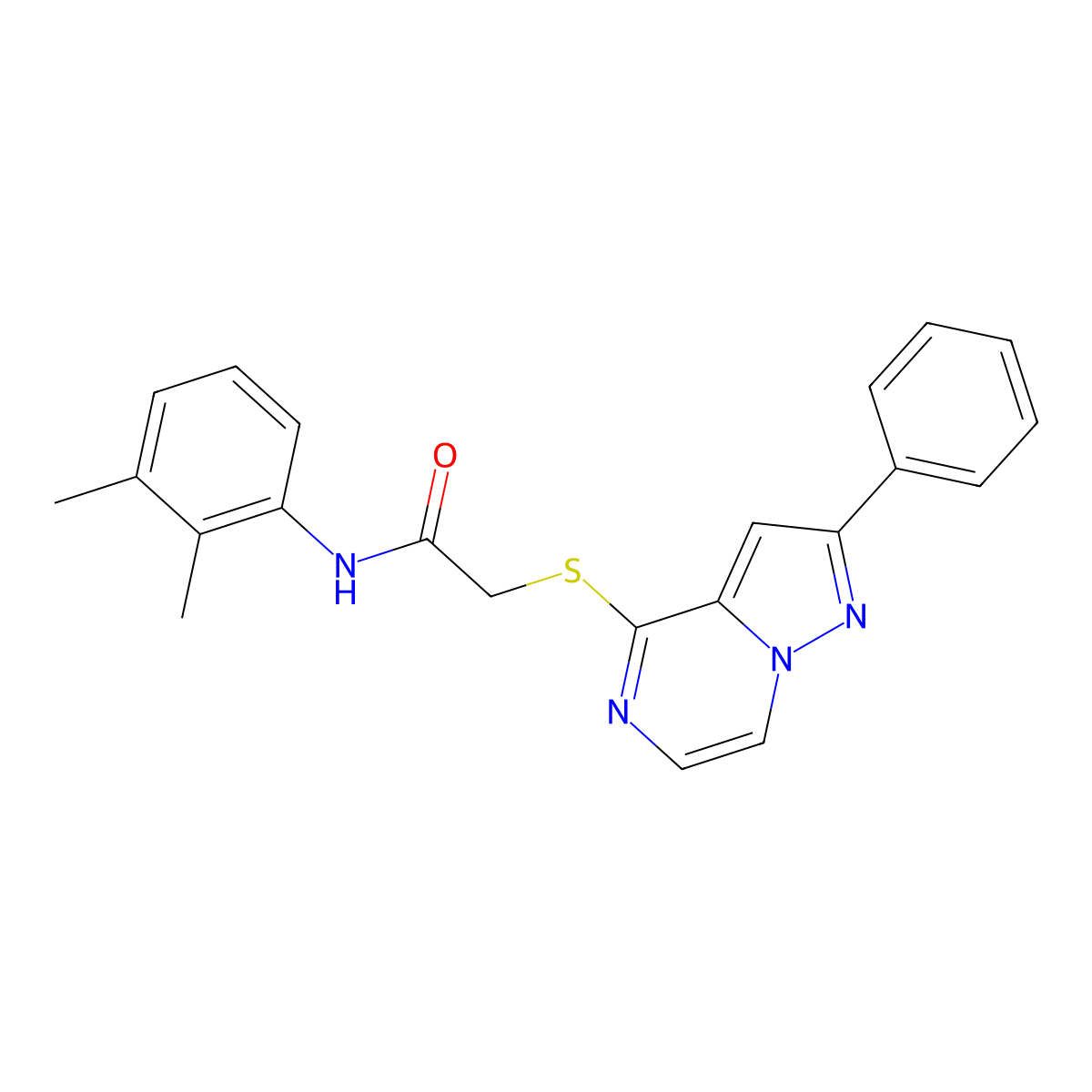N-(2,3-Dimethylphenyl)-2-({2-phenylpyrazolo[1,5-A]pyrazin-4-YL}sulfanyl)acetamide molecular structure, CAS 1021229-05-9