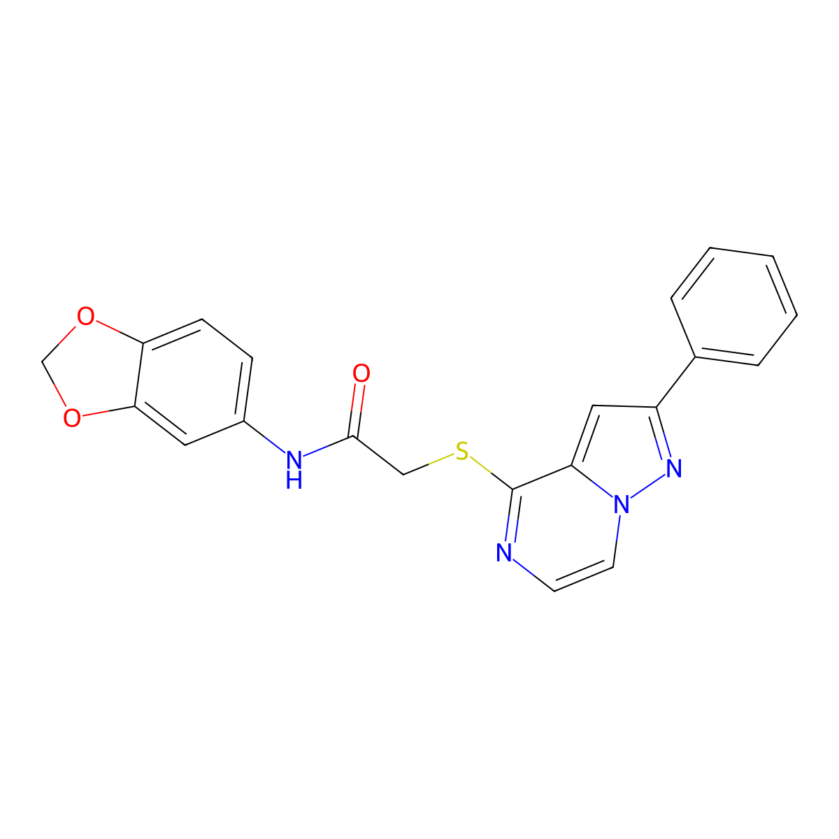 N-(2H-1,3-Benzodioxol-5-YL)-2-({2-phenylpyrazolo[1,5-A]pyrazin-4-YL}sulfanyl)acetamide molecular structure, CAS 1021229-18-4