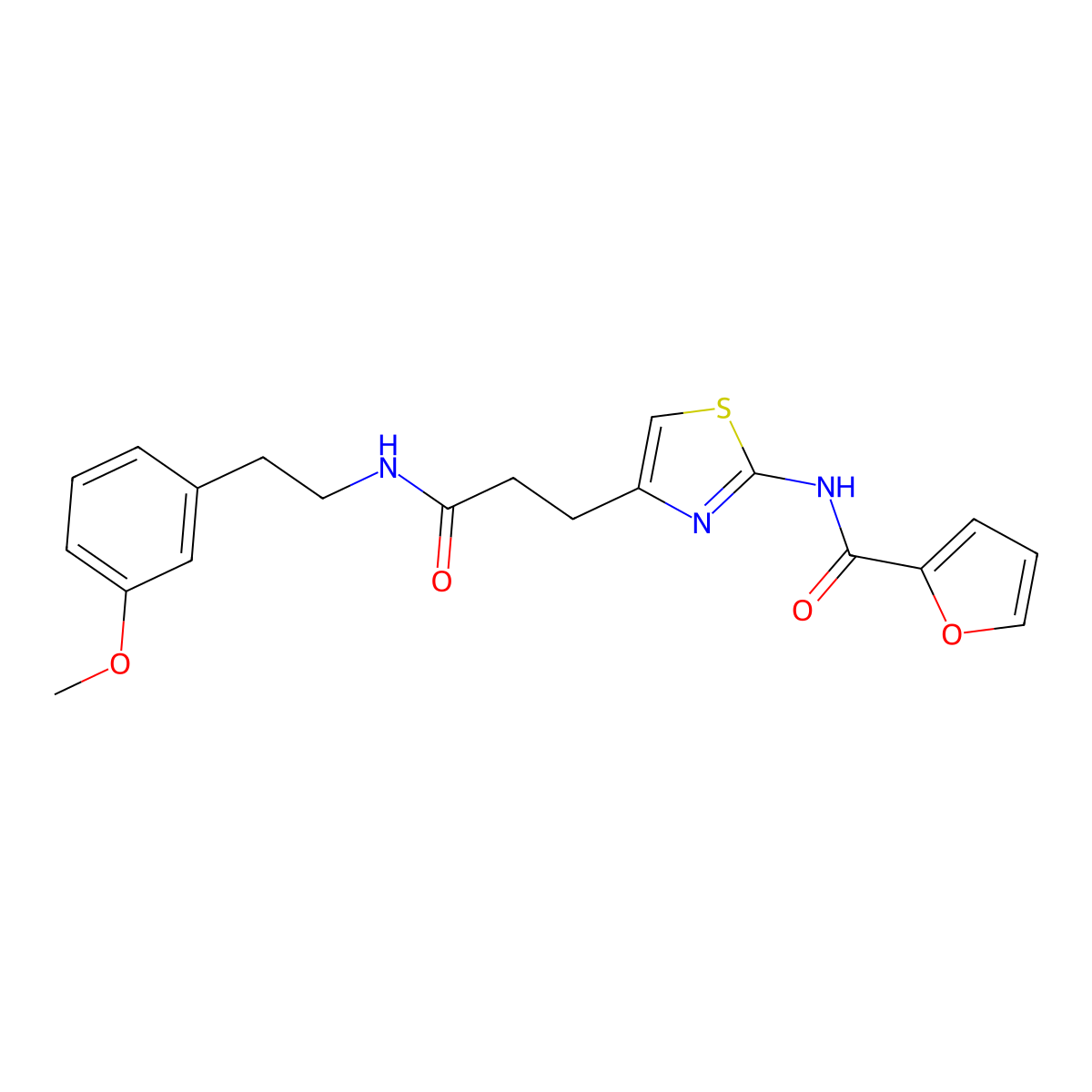 N-(4-(3-((3-methoxyphenethyl)amino)-3-oxopropyl)thiazol-2-yl)furan-2-carboxamide molecular structure, CAS 1021229-39-9