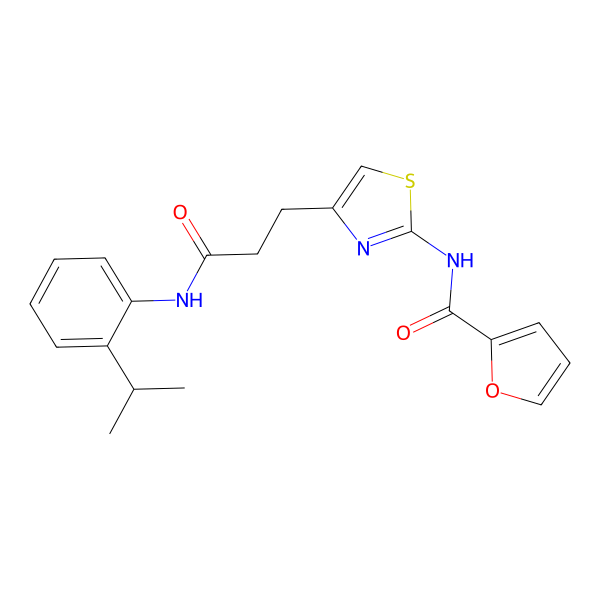 N-(4-(3-((2-isopropylphenyl)amino)-3-oxopropyl)thiazol-2-yl)furan-2-carboxamide molecular structure, CAS 1021229-47-9