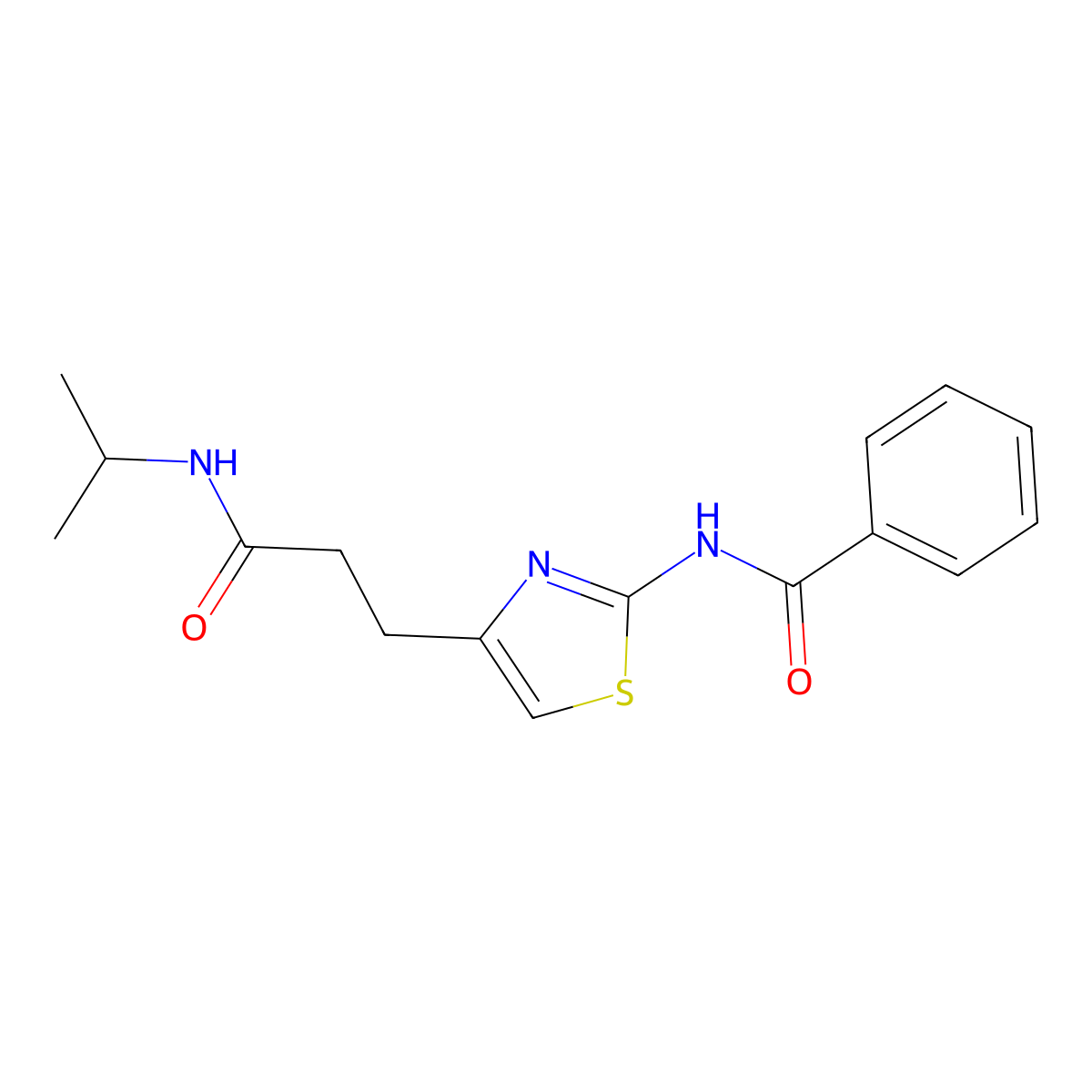 N-(4-(3-(isopropylamino)-3-oxopropyl)thiazol-2-yl)benzamide molecular structure, CAS 1021229-54-8