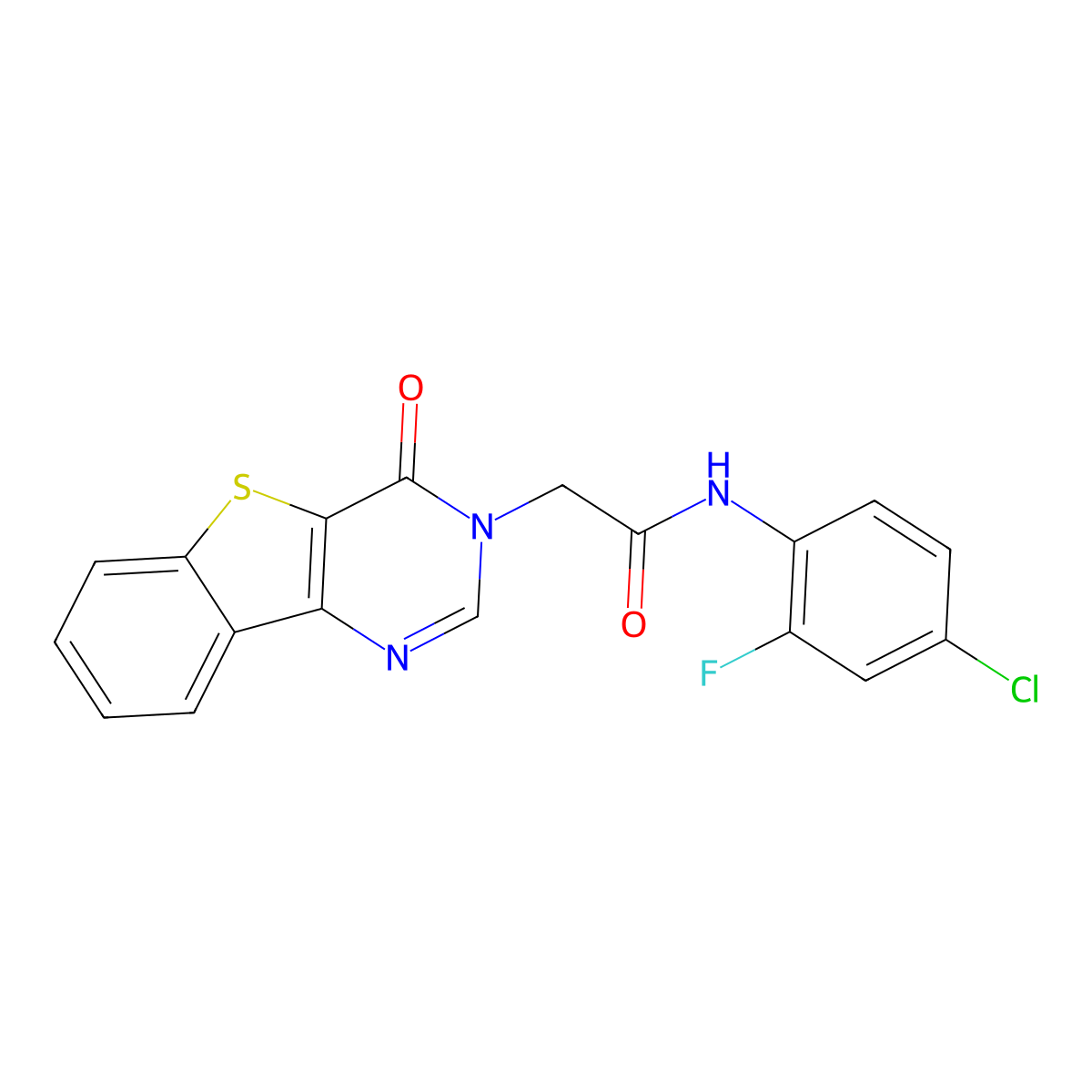 N-(4-chloro-2-fluorophenyl)-2-(4-oxo[1]benzothieno[3,2-d]pyrimidin-3(4H)-yl)acetamide molecular structure, CAS 1021229-76-4