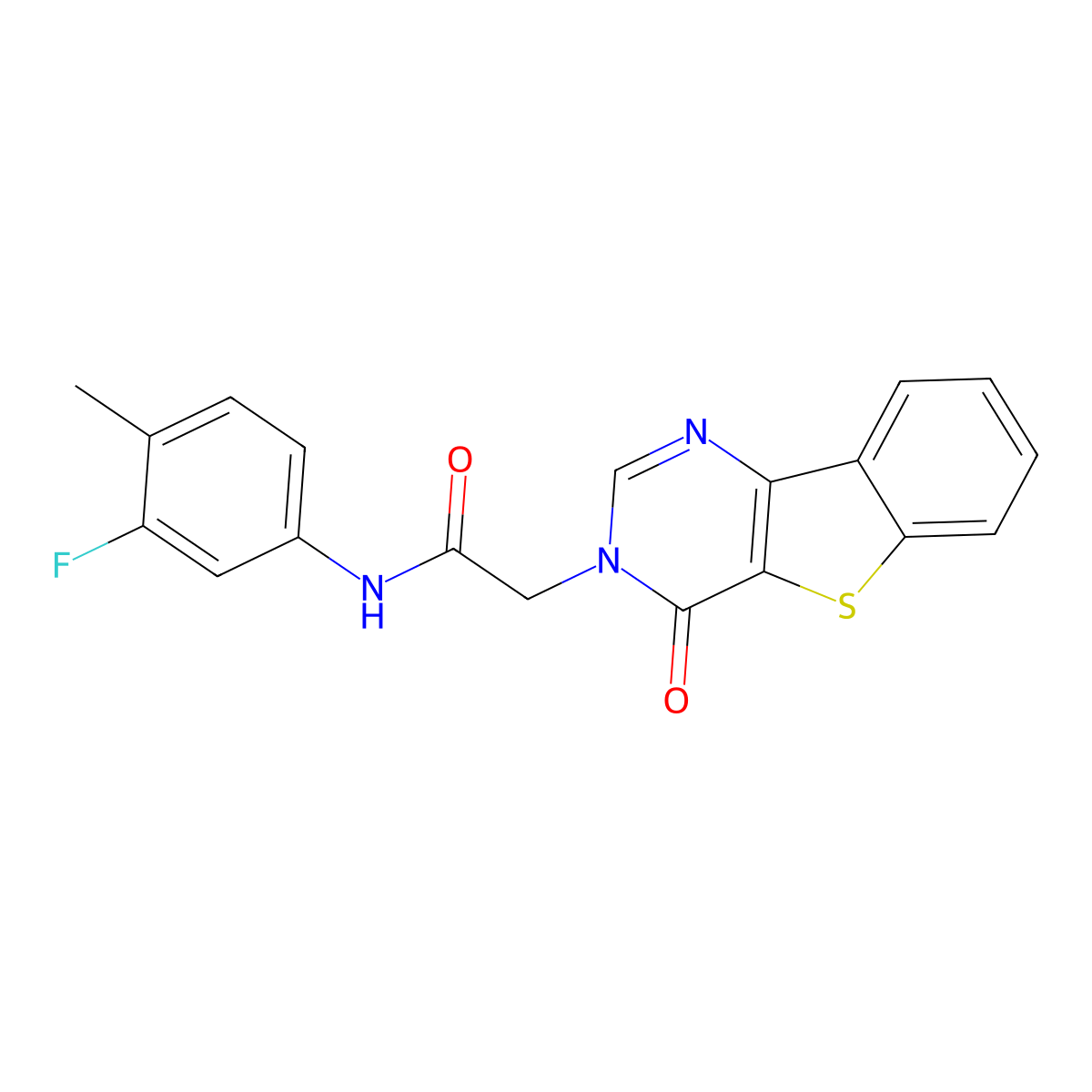N-(3-fluoro-4-methylphenyl)-2-(4-oxo[1]benzothieno[3,2-d]pyrimidin-3(4H)-yl)acetamide molecular structure, CAS 1021229-82-2