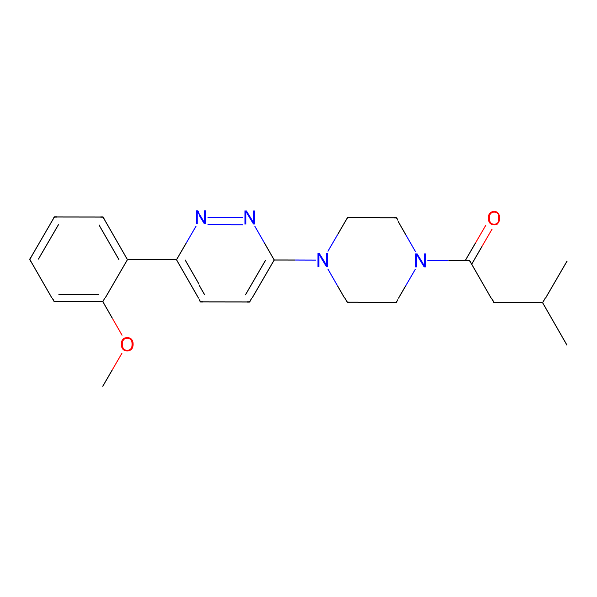 1-{4-[6-(2-Methoxyphenyl)pyridazin-3-yl]piperazin-1-yl}-3-methylbutan-1-one molecular structure, CAS 1021229-83-3
