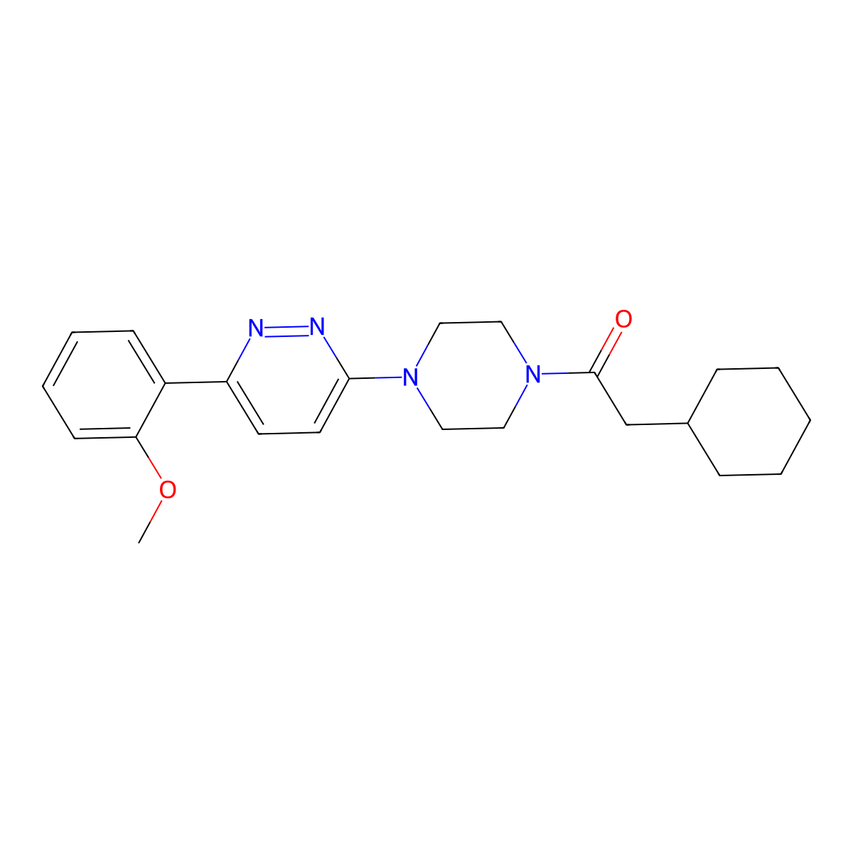 2-Cyclohexyl-1-{4-[6-(2-methoxyphenyl)pyridazin-3-yl]piperazin-1-yl}ethan-1-one molecular structure, CAS 1021229-94-6