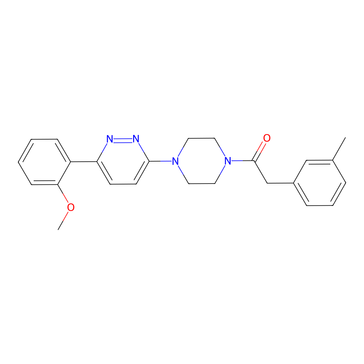 1-{4-[6-(2-Methoxyphenyl)pyridazin-3-yl]piperazin-1-yl}-2-(3-methylphenyl)ethan-1-one molecular structure, CAS 1021229-98-0