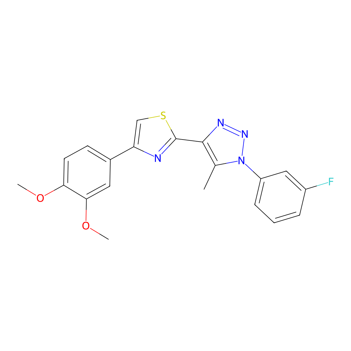 4-[4-(3,4-dimethoxyphenyl)-1,3-thiazol-2-yl]-1-(3-fluorophenyl)-5-methyl-1H-1,2,3-triazole molecular structure, CAS 1021230-02-3