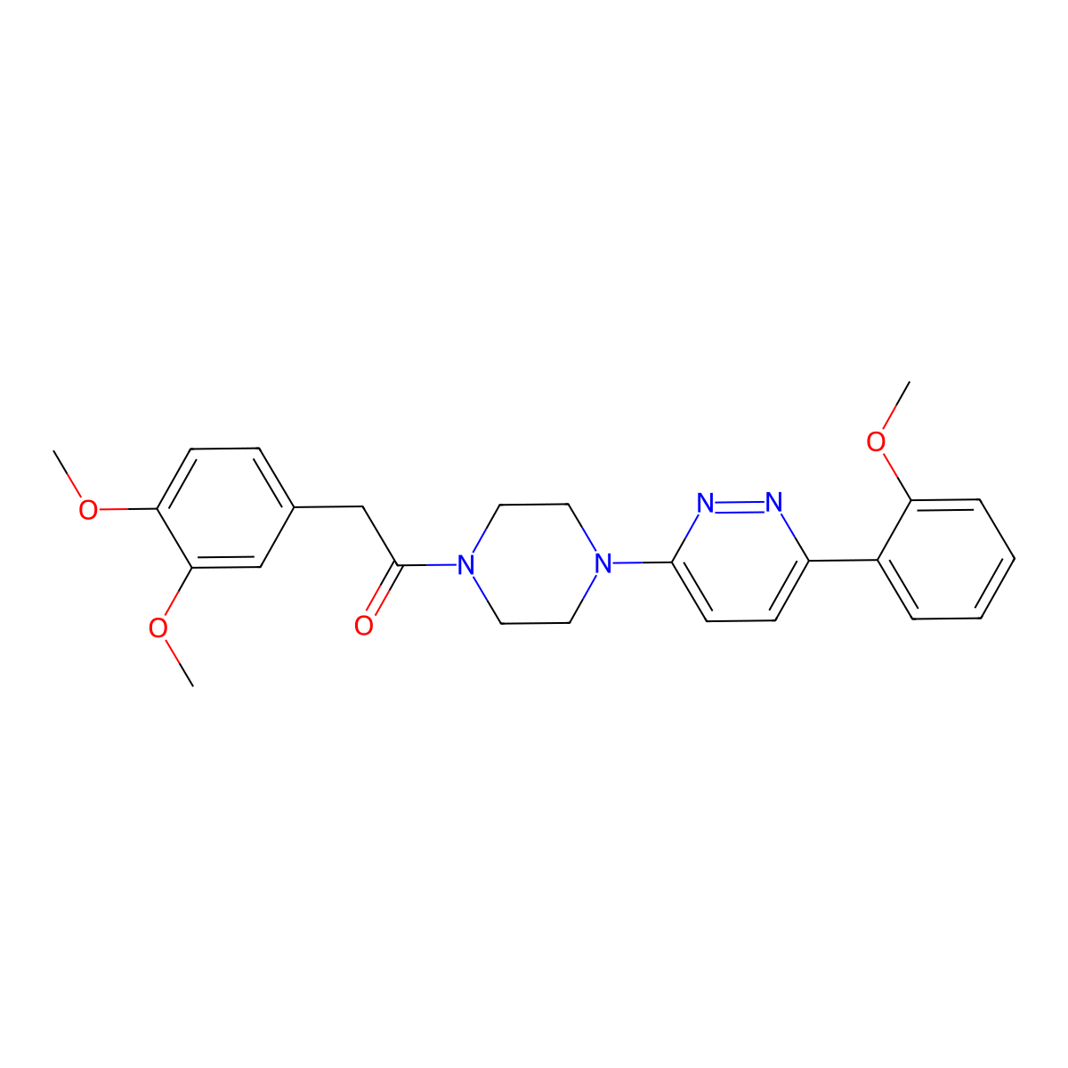 2-(3,4-Dimethoxyphenyl)-1-(4-(6-(2-methoxyphenyl)pyridazin-3-yl)piperazin-1-yl)ethanone molecular structure, CAS 1021230-03-4
