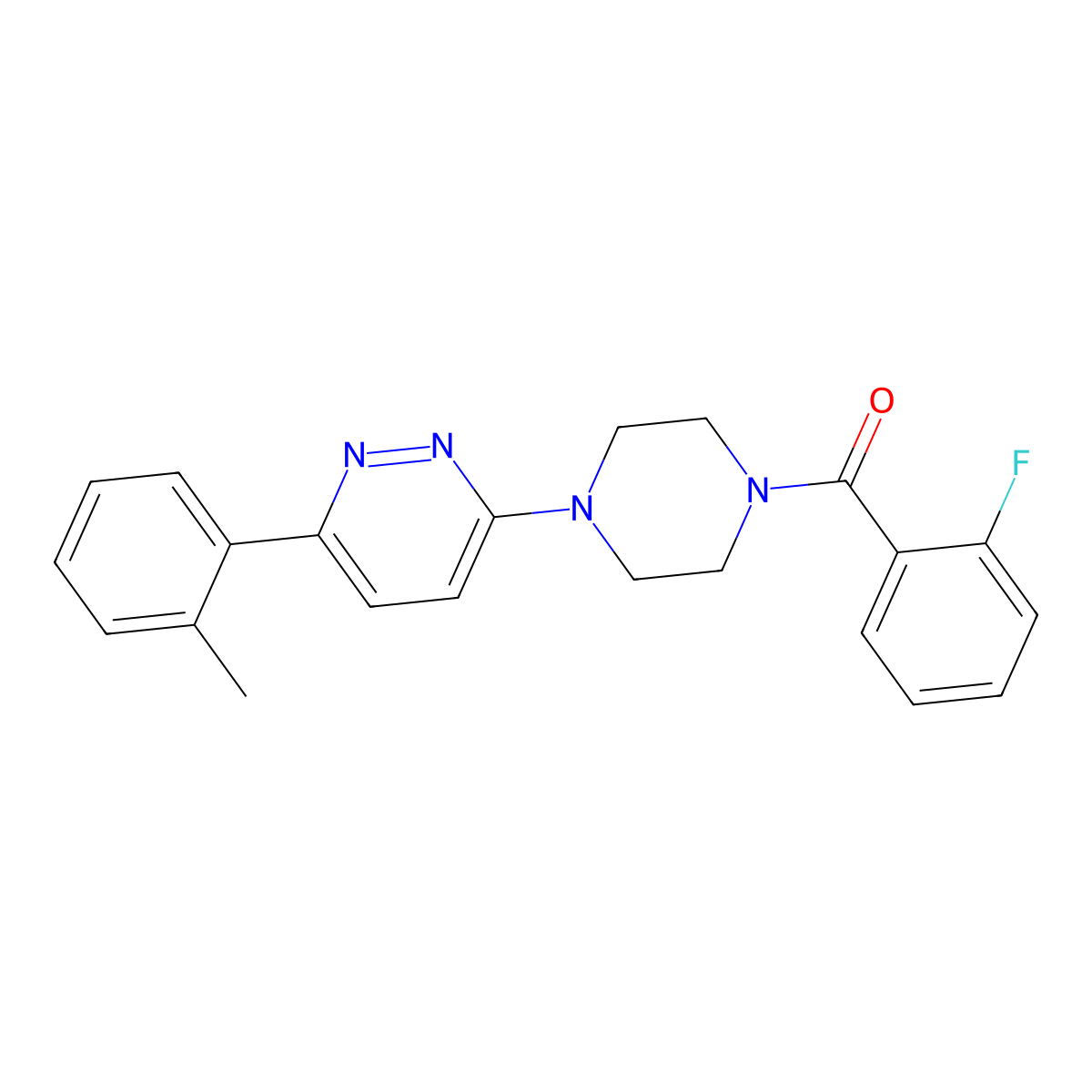 (2-Fluorophenyl)(4-(6-(o-tolyl)pyridazin-3-yl)piperazin-1-yl)methanone molecular structure, CAS 1021230-09-0