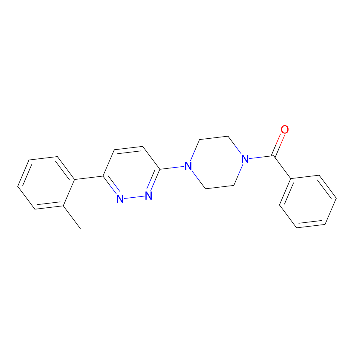 Phenyl(4-(6-(o-tolyl)pyridazin-3-yl)piperazin-1-yl)methanone molecular structure, CAS 1021230-15-8