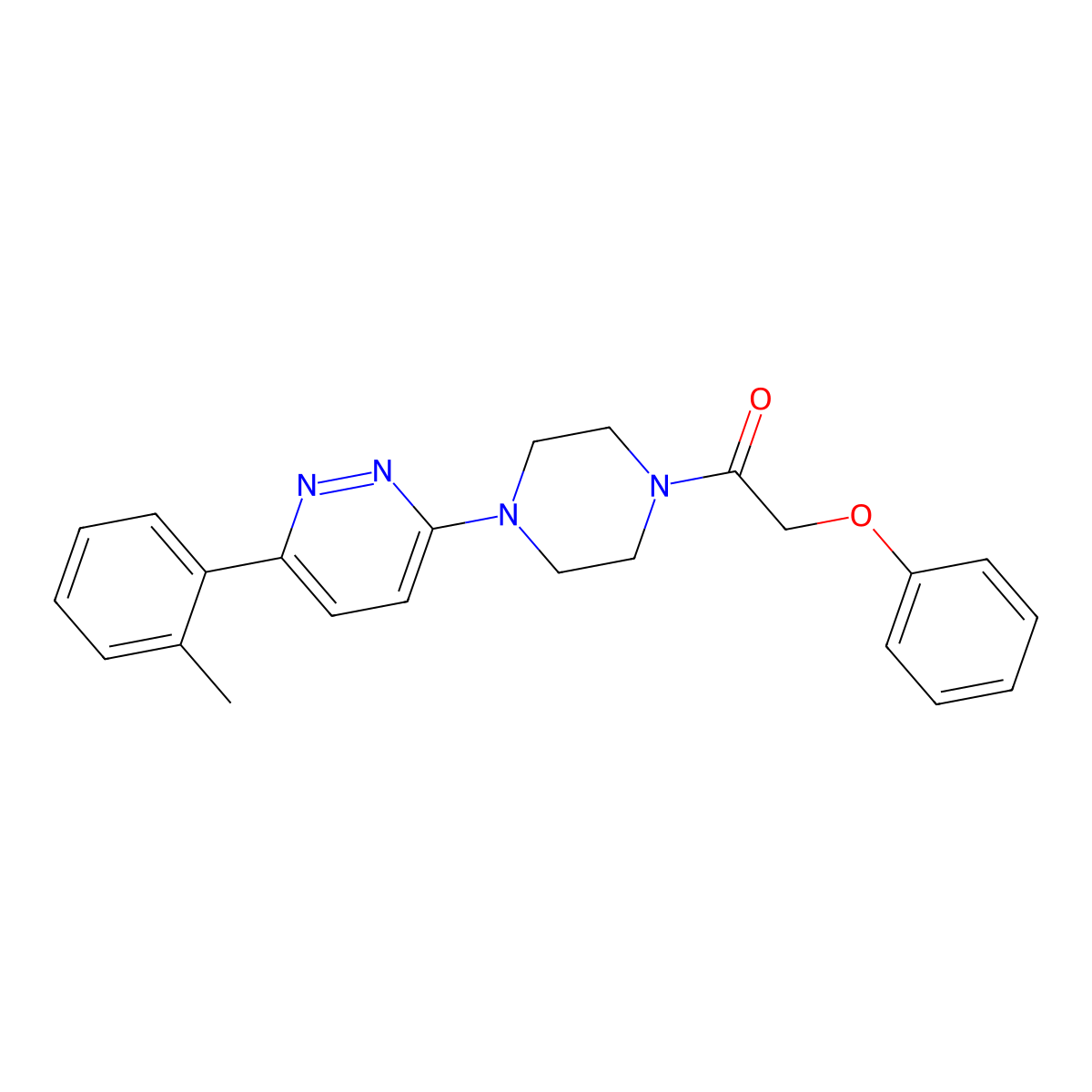 2-Phenoxy-1-(4-(6-(o-tolyl)pyridazin-3-yl)piperazin-1-yl)ethanone molecular structure, CAS 1021230-21-6