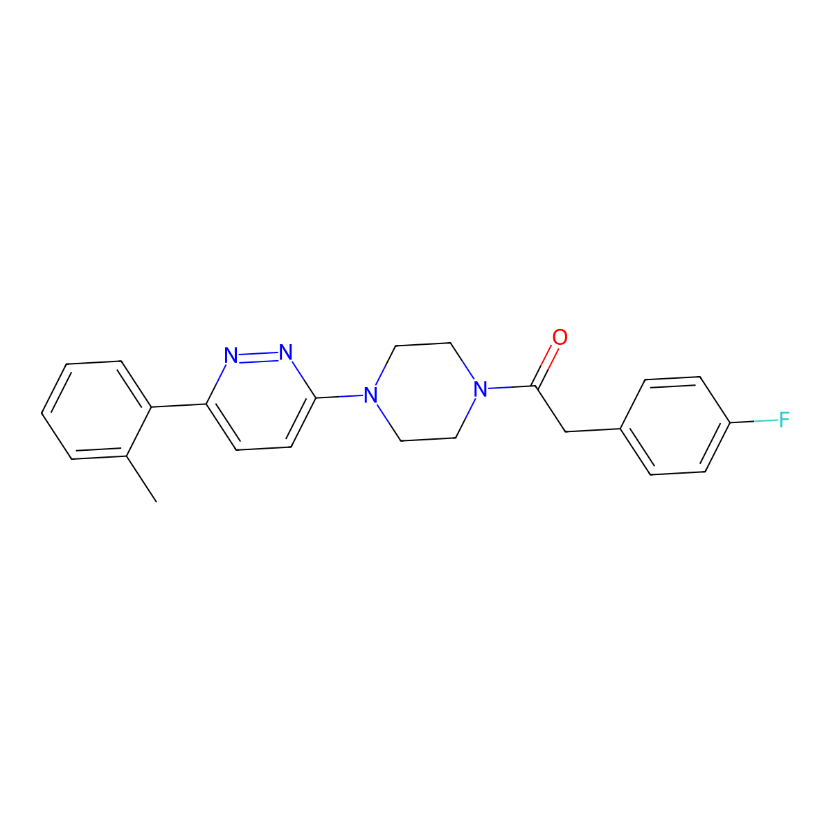 2-(4-Fluorophenyl)-1-{4-[6-(2-methylphenyl)pyridazin-3-yl]piperazin-1-yl}ethan-1-one molecular structure, CAS 1021230-25-0