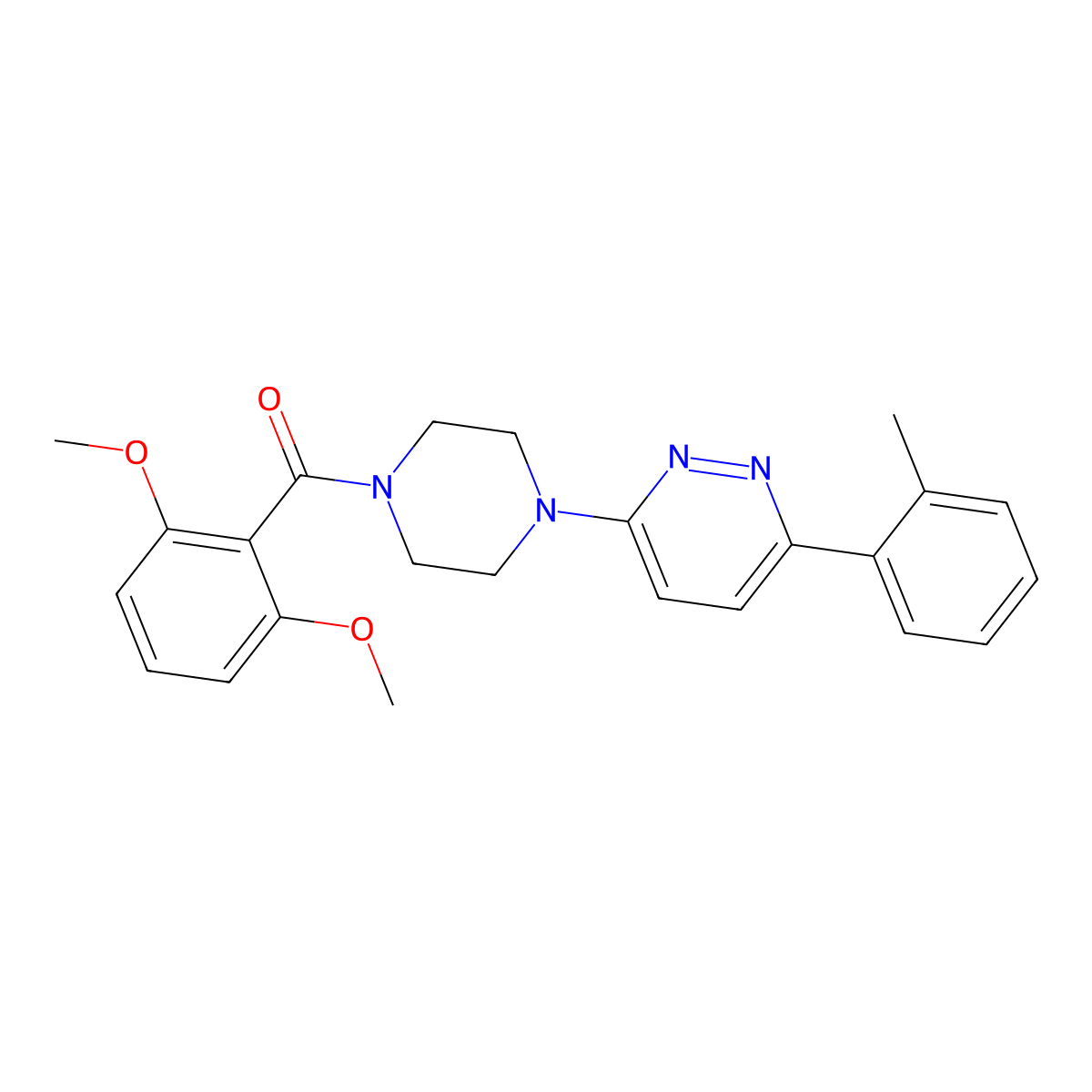 3-[4-(2,6-Dimethoxybenzoyl)piperazin-1-yl]-6-(2-methylphenyl)pyridazine molecular structure, CAS 1021230-29-4