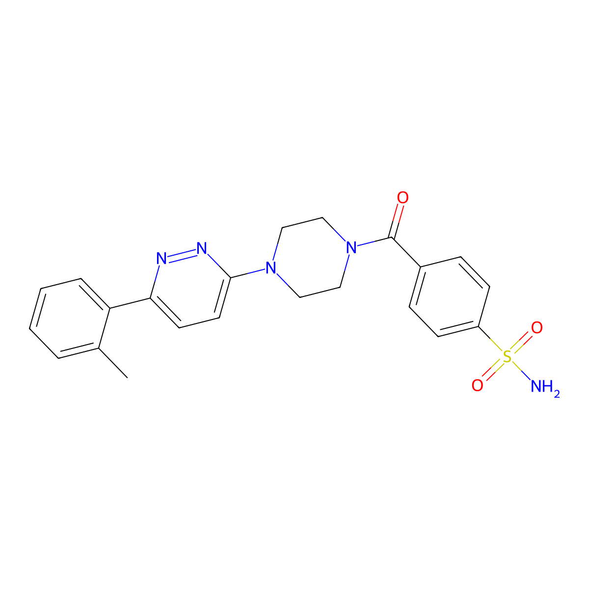4-{4-[6-(2-Methylphenyl)pyridazin-3-yl]piperazine-1-carbonyl}benzene-1-sulfonamide molecular structure, CAS 1021230-32-9