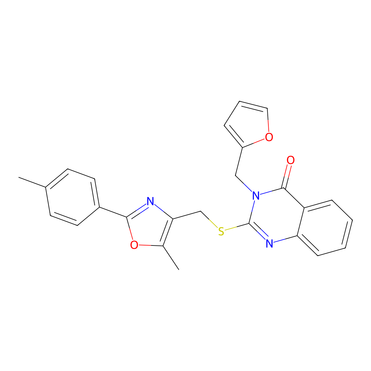 3-[(Furan-2-yl)methyl]-2-({[5-methyl-2-(4-methylphenyl)-1,3-oxazol-4-yl]methyl}sulfanyl)-3,4-dihydroquinazolin-4-one molecular structure, CAS 1021230-60-3