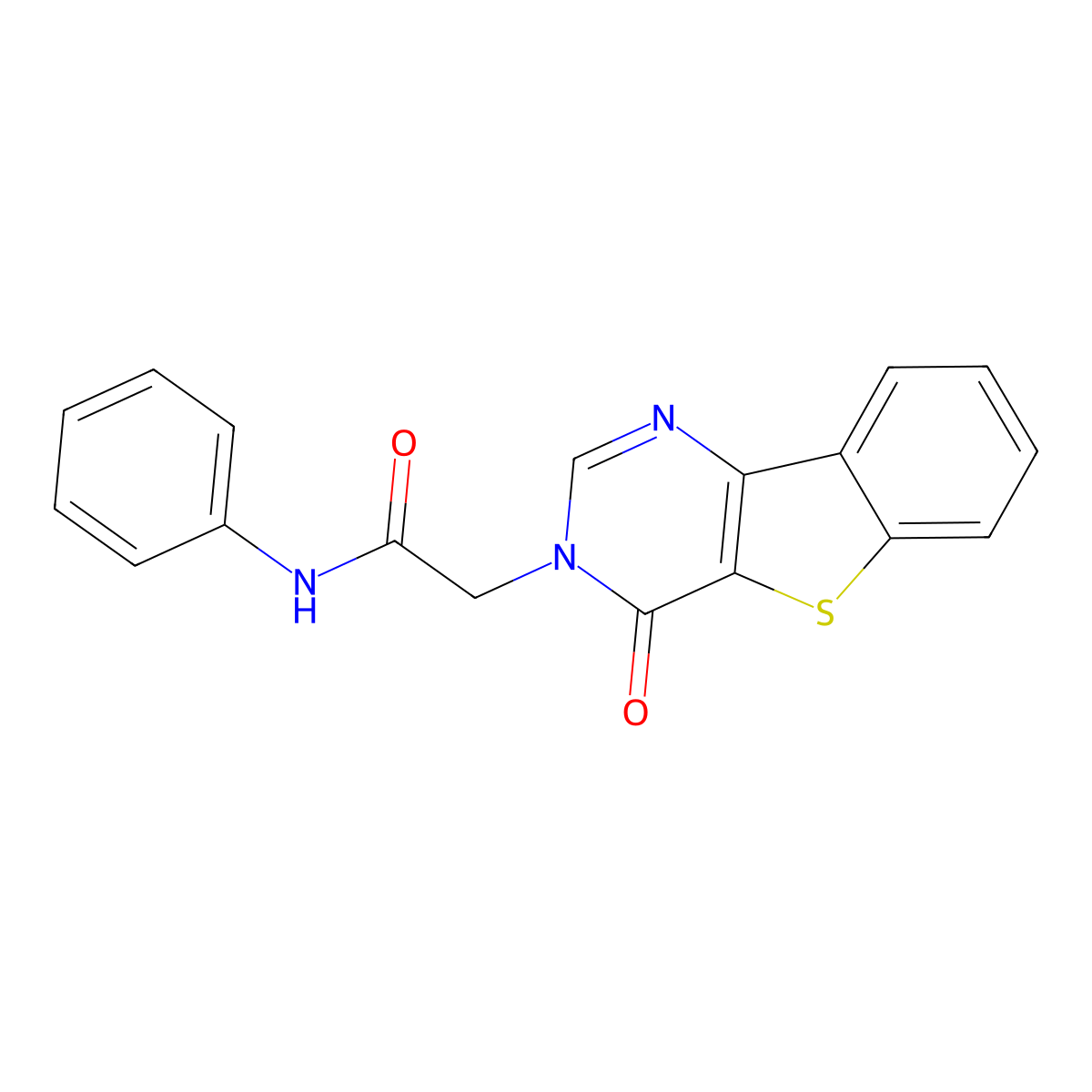 2-{6-oxo-8-thia-3,5-diazatricyclo[7.4.0.0^{2,7}]trideca-1(13),2(7),3,9,11-pentaen-5-yl}-N-phenylacetamide molecular structure, CAS 1021230-71-6