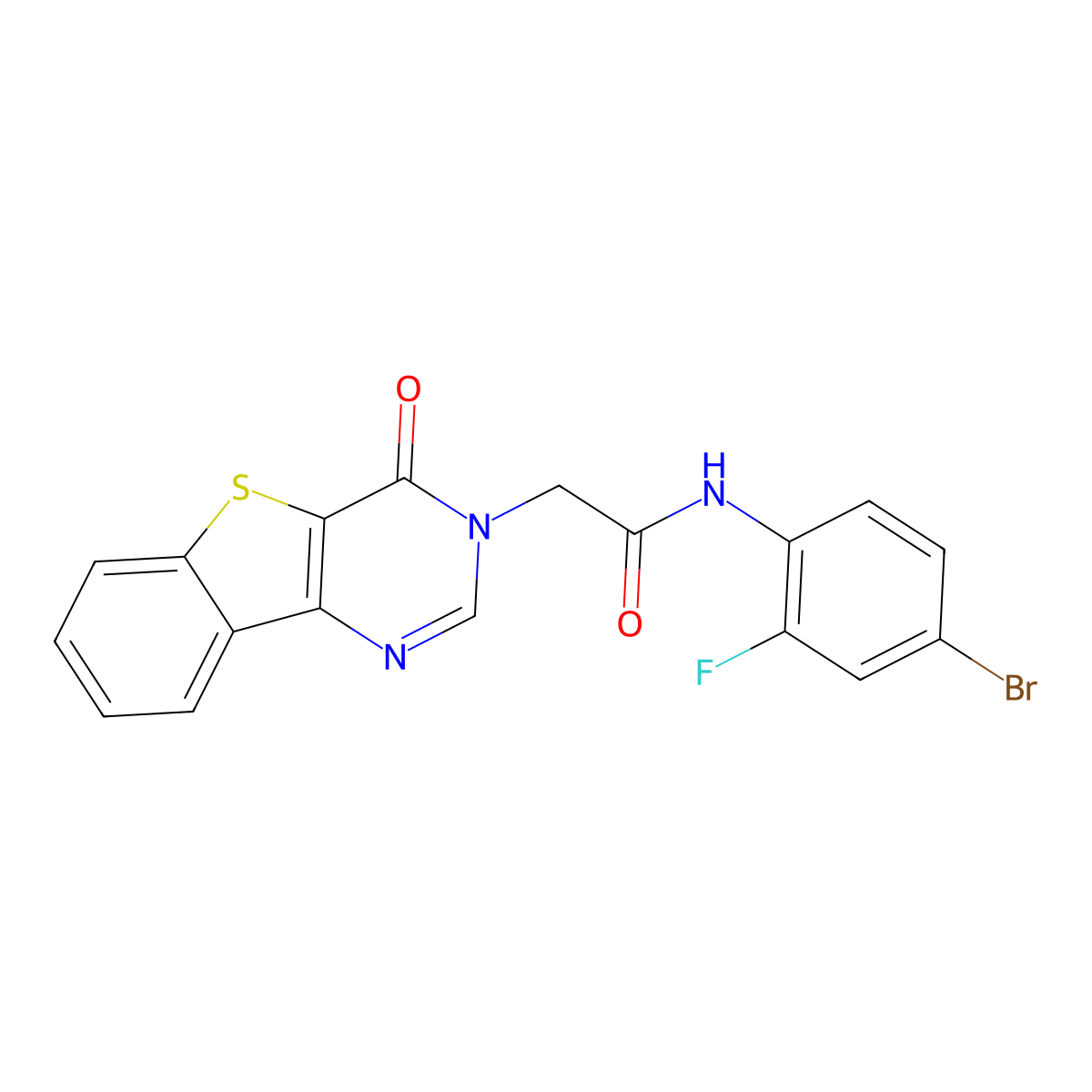 N-(4-bromo-2-fluorophenyl)-2-(4-oxo[1]benzothieno[3,2-d]pyrimidin-3(4H)-yl)acetamide molecular structure, CAS 1021230-99-8