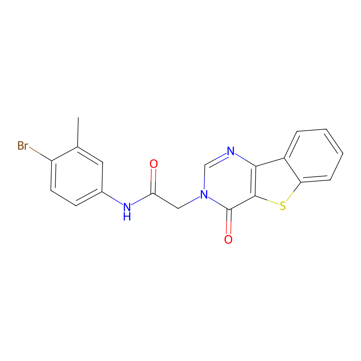 N-(4-bromo-3-methylphenyl)-2-(4-oxo[1]benzothieno[3,2-d]pyrimidin-3(4H)-yl)acetamide molecular structure, CAS 1021231-16-2