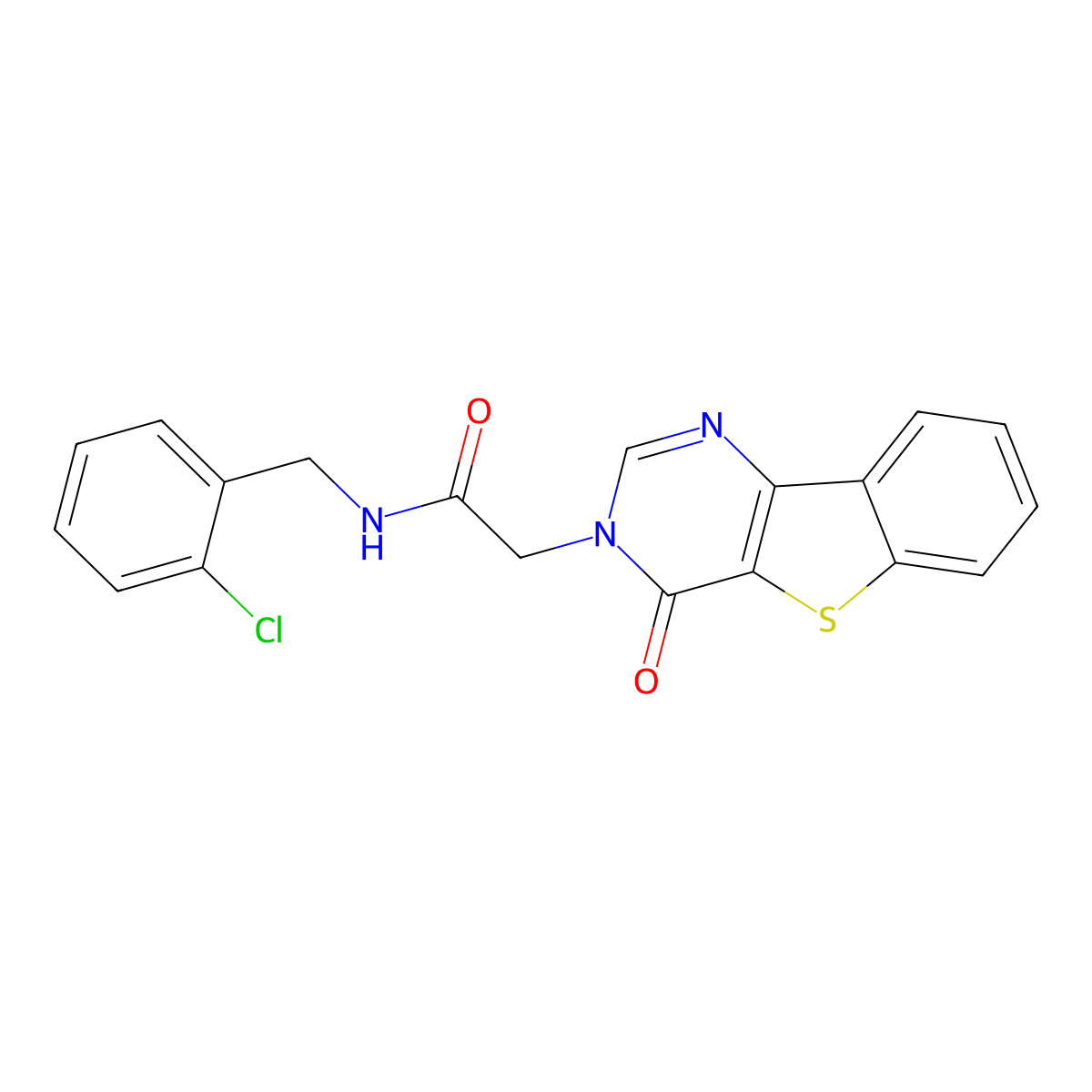 N-(2-chlorobenzyl)-2-(4-oxo[1]benzothieno[3,2-d]pyrimidin-3(4H)-yl)acetamide molecular structure, CAS 1021231-24-2