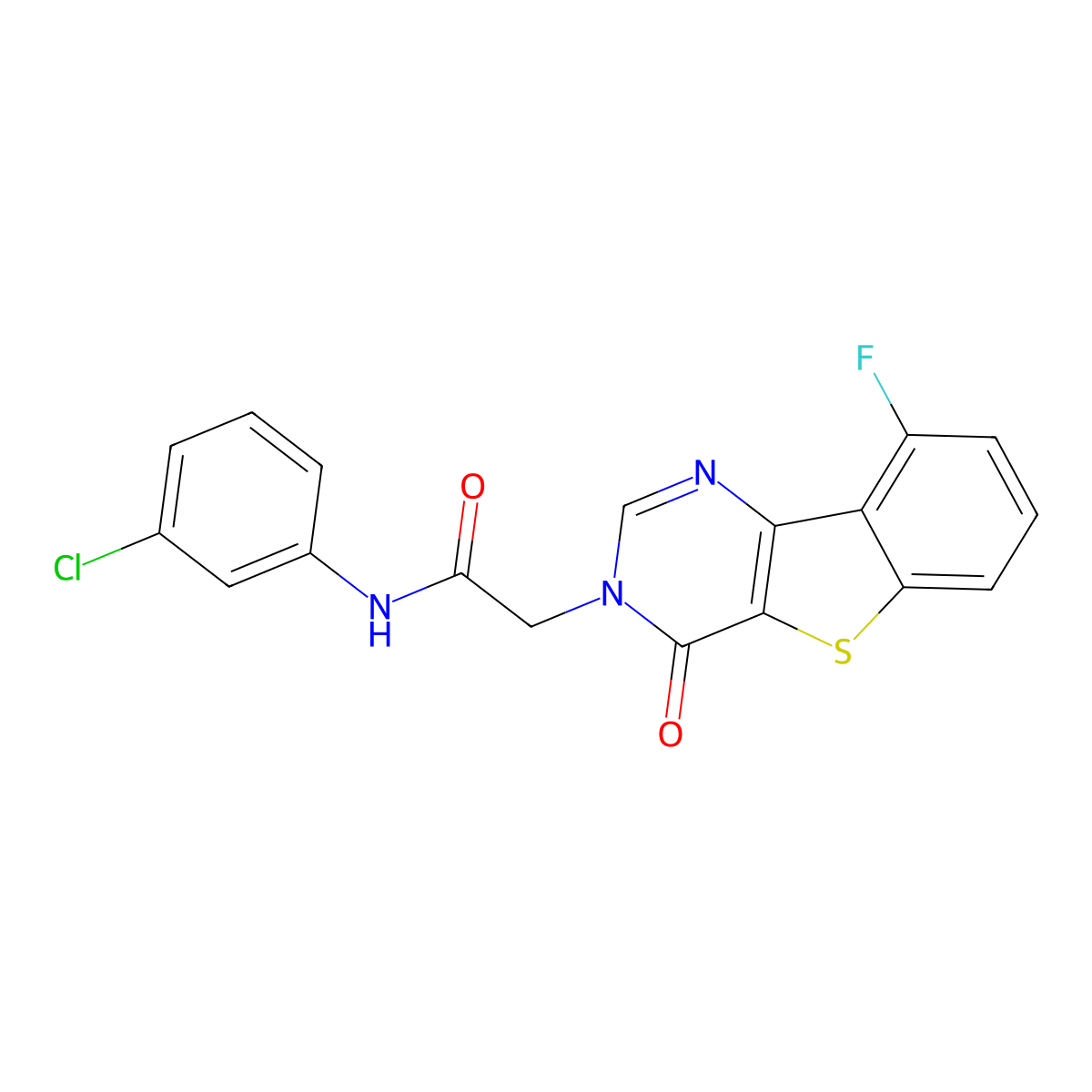 N-(3-chlorophenyl)-2-(9-fluoro-4-oxo[1]benzothieno[3,2-d]pyrimidin-3(4H)-yl)acetamide molecular structure, CAS 1021231-34-4