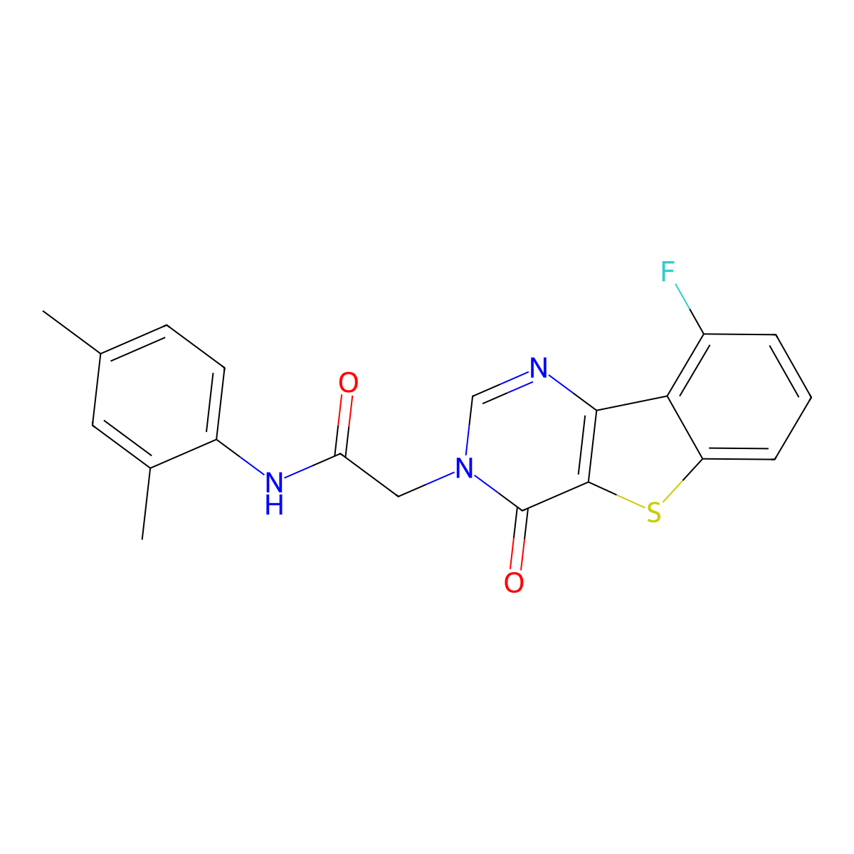 N-(2,4-dimethylphenyl)-2-(9-fluoro-4-oxo[1]benzothieno[3,2-d]pyrimidin-3(4H)-yl)acetamide molecular structure, CAS 1021231-38-8