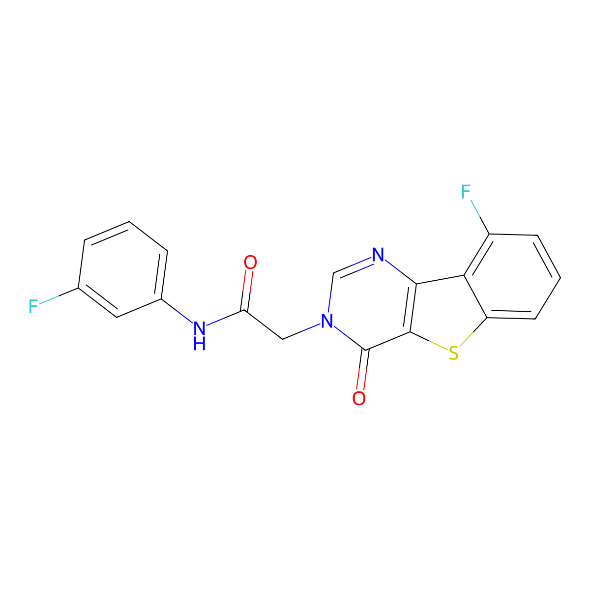 2-(9-fluoro-4-oxo[1]benzothieno[3,2-d]pyrimidin-3(4H)-yl)-N-(3-fluorophenyl)acetamide molecular structure, CAS 1021231-44-6