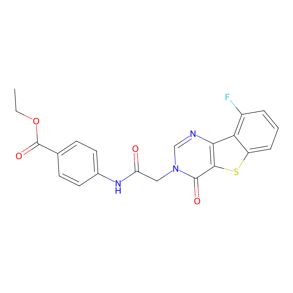 ethyl 4-{[(9-fluoro-4-oxo[1]benzothieno[3,2-d]pyrimidin-3(4H)-yl)acetyl]amino}benzoate molecular structure, CAS 1021231-47-9