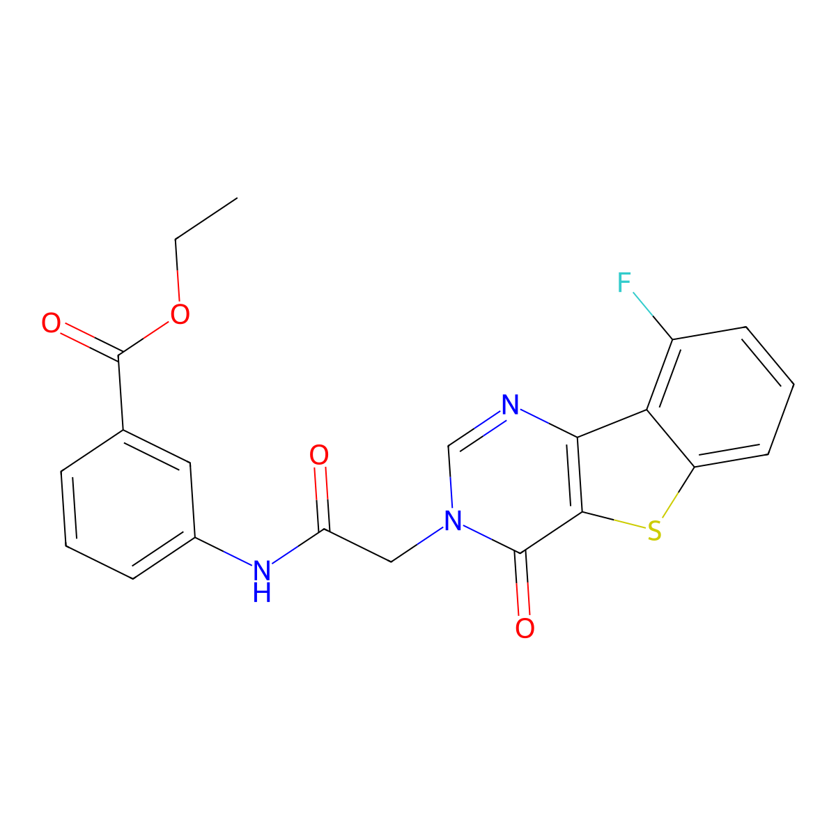ethyl 3-{[(9-fluoro-4-oxo[1]benzothieno[3,2-d]pyrimidin-3(4H)-yl)acetyl]amino}benzoate molecular structure, CAS 1021231-54-8