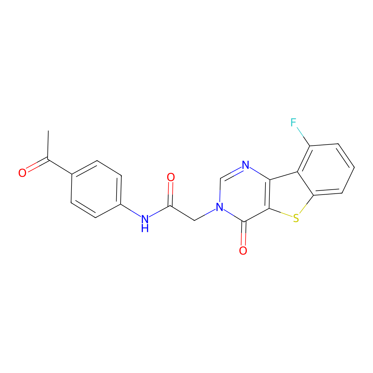 N-(4-acetylphenyl)-2-(9-fluoro-4-oxo[1]benzothieno[3,2-d]pyrimidin-3(4H)-yl)acetamide molecular structure, CAS 1021231-57-1
