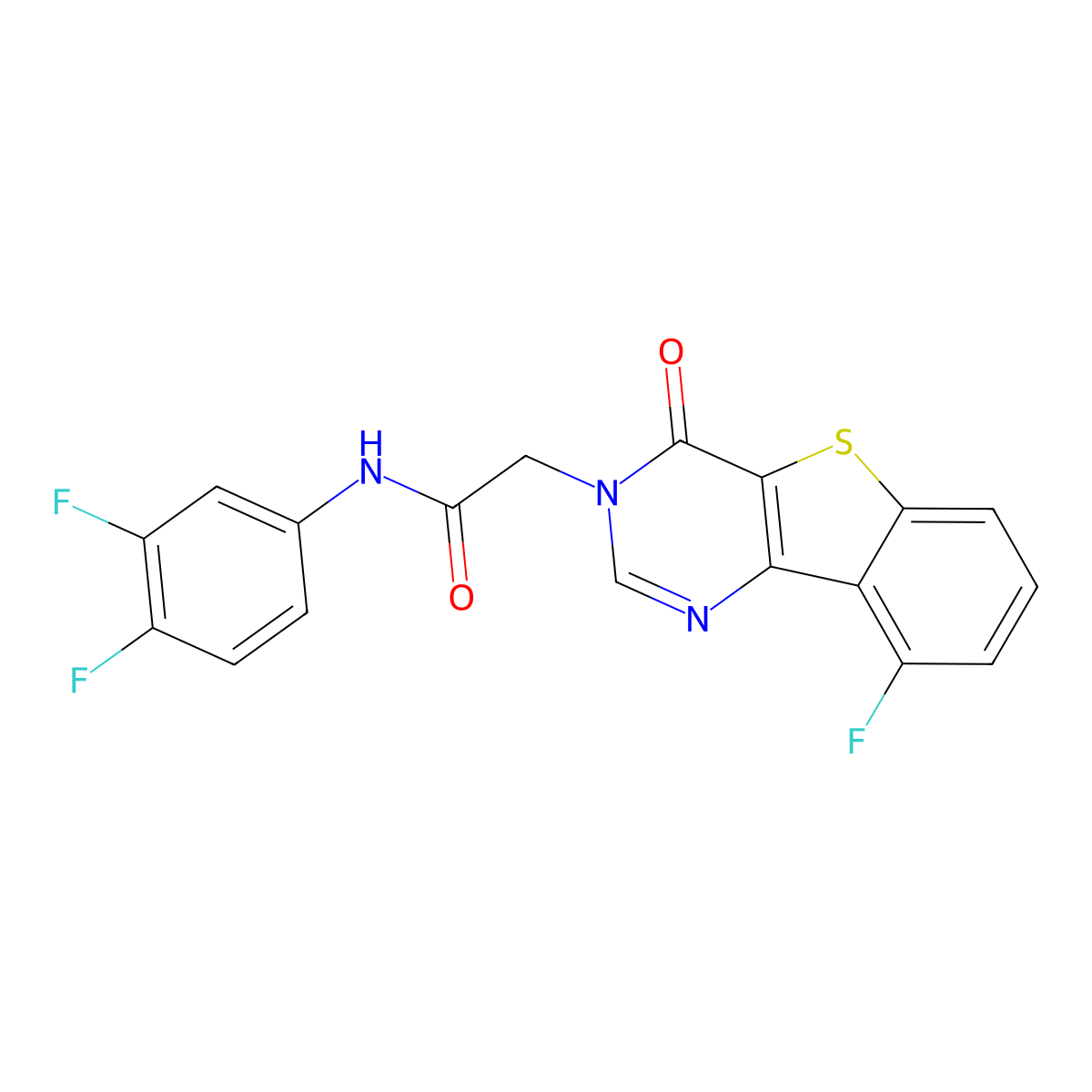 N-(3,4-difluorophenyl)-2-(9-fluoro-4-oxo[1]benzothieno[3,2-d]pyrimidin-3(4H)-yl)acetamide molecular structure, CAS 1021231-61-7