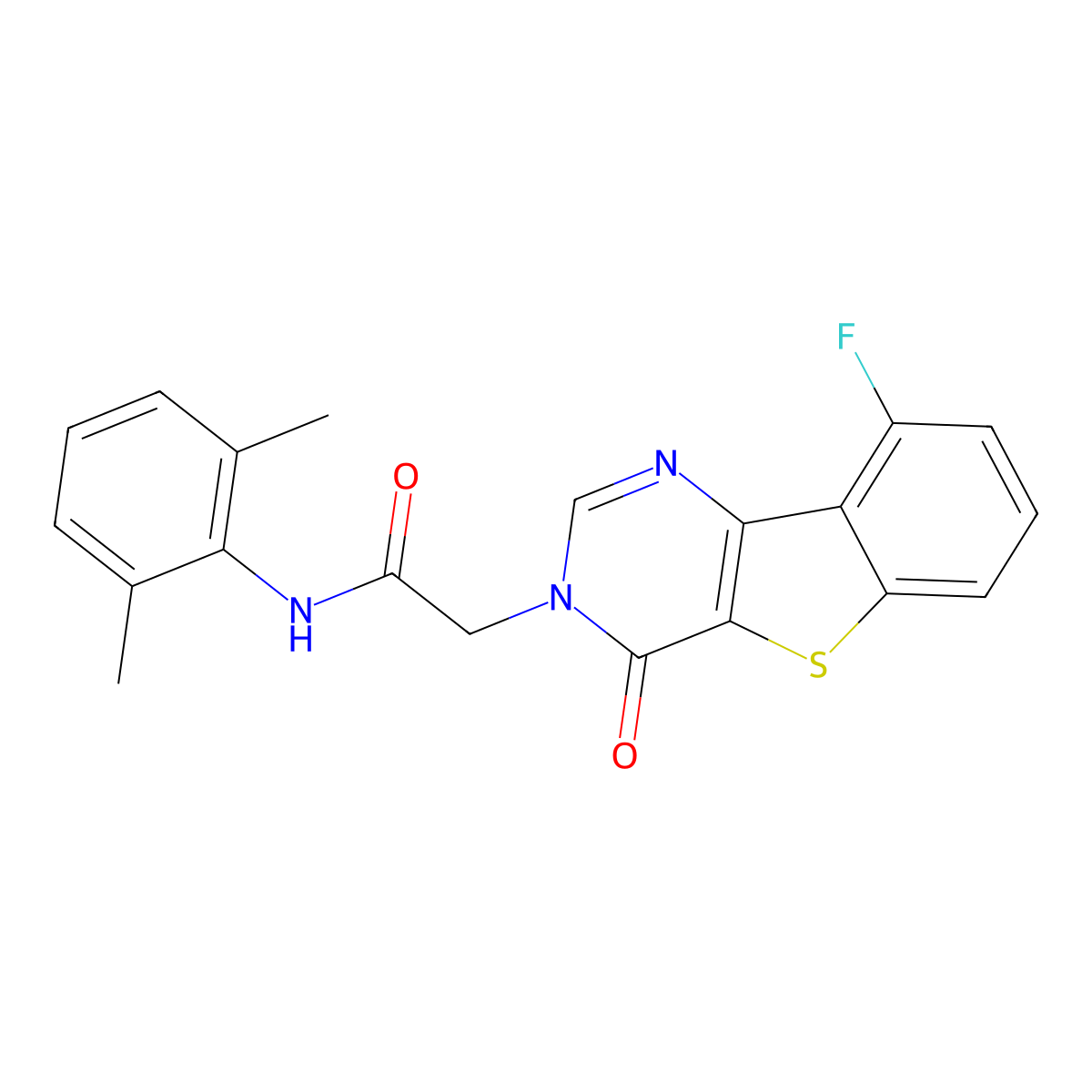N-(2,6-dimethylphenyl)-2-(9-fluoro-4-oxo[1]benzothieno[3,2-d]pyrimidin-3(4H)-yl)acetamide molecular structure, CAS 1021231-67-3