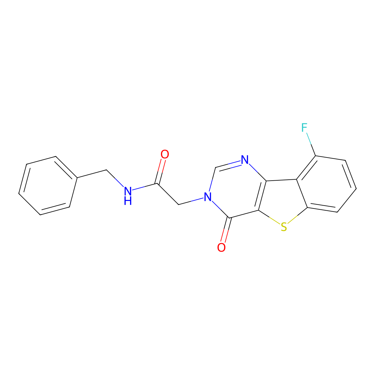 N-benzyl-2-(9-fluoro-4-oxo[1]benzothieno[3,2-d]pyrimidin-3(4H)-yl)acetamide molecular structure, CAS 1021231-74-2