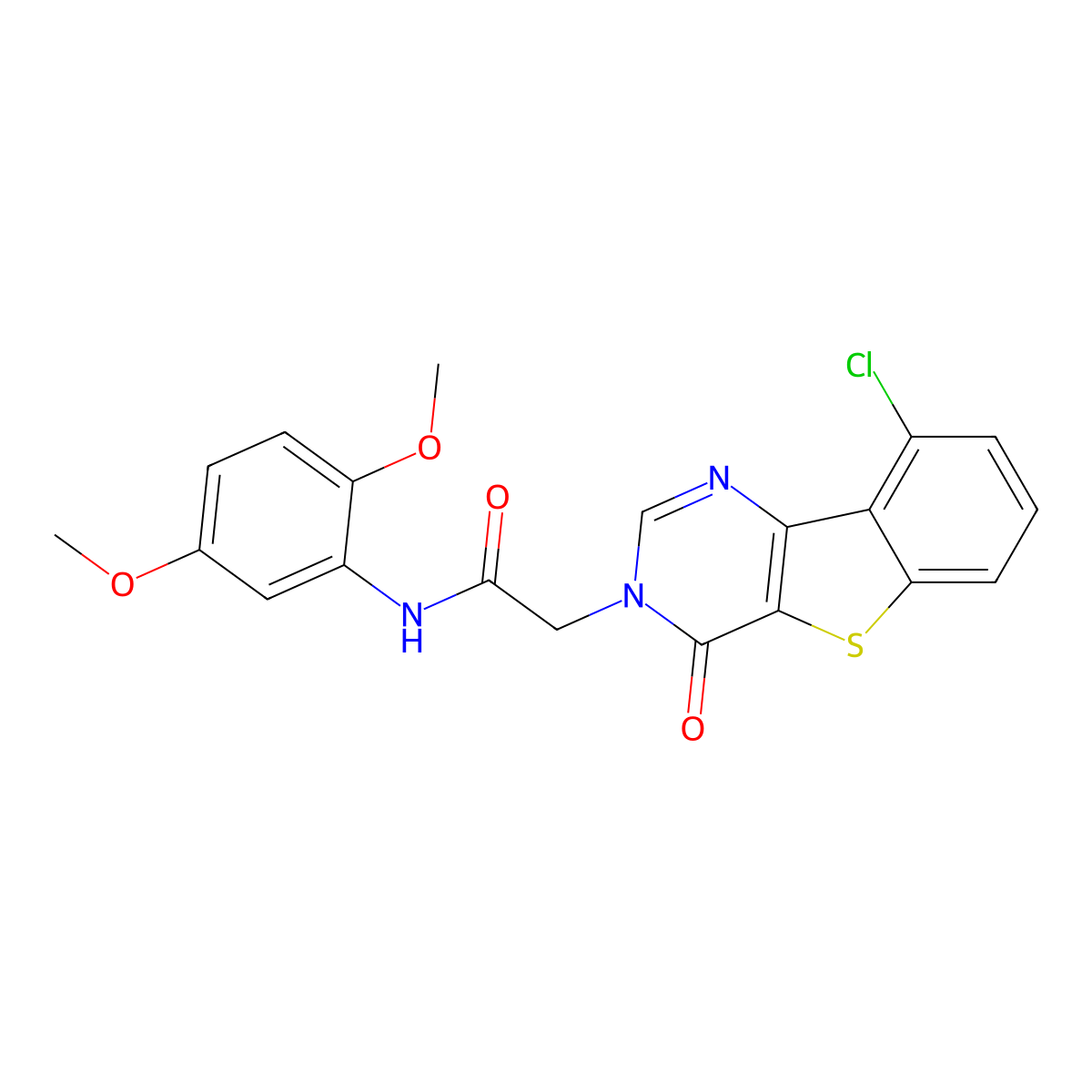 2-(9-chloro-4-oxo[1]benzothieno[3,2-d]pyrimidin-3(4H)-yl)-N-(2,5-dimethoxyphenyl)acetamide molecular structure, CAS 1021231-77-5