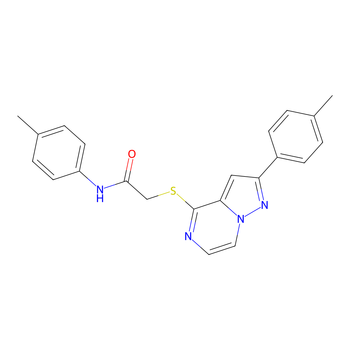N-(4-Methylphenyl)-2-{[2-(4-methylphenyl)pyrazolo[1,5-A]pyrazin-4-YL]sulfanyl}acetamide molecular structure, CAS 1021231-83-3