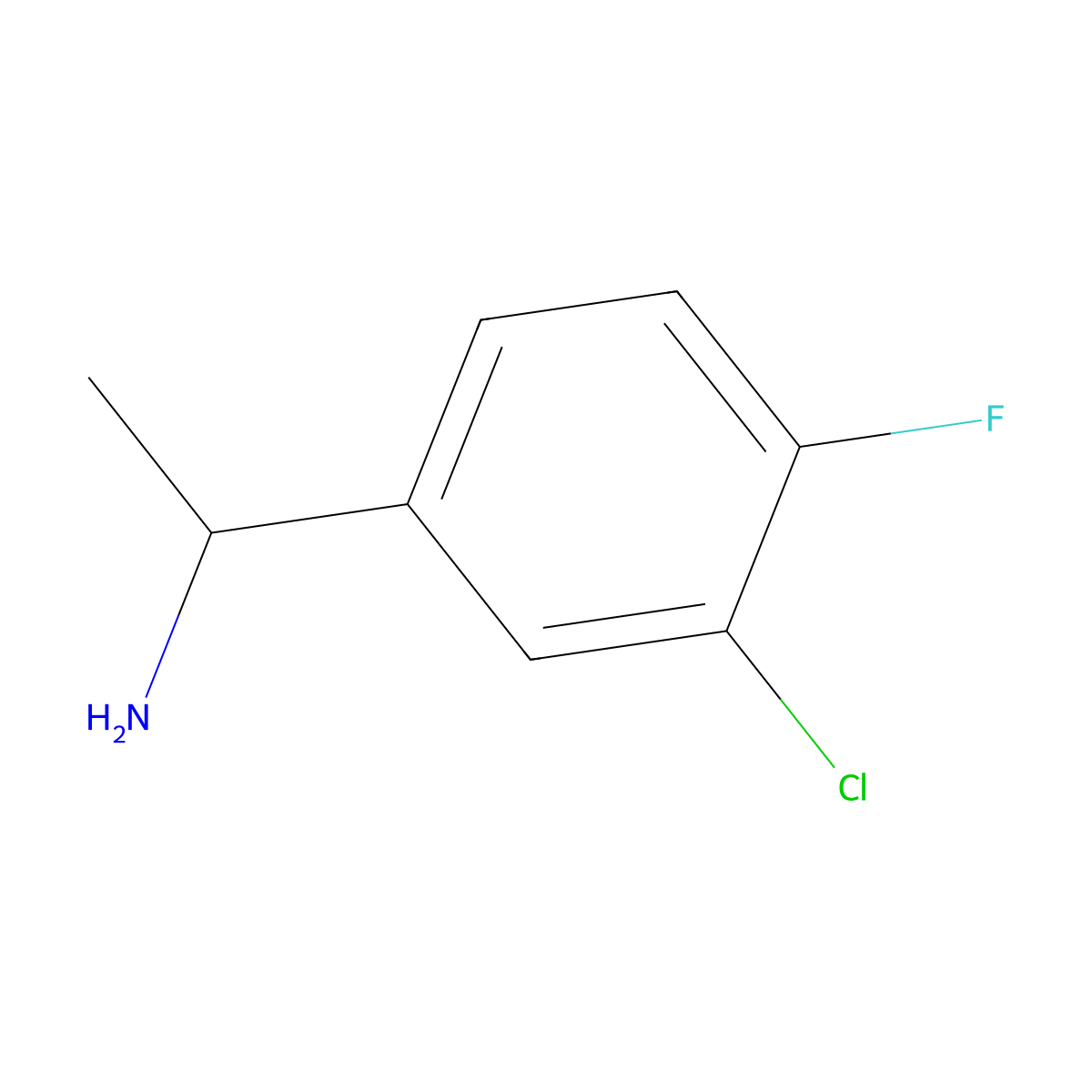 1-(3-Chloro-4-fluorophenyl)ethan-1-amine molecular structure, CAS 1021239-38-2