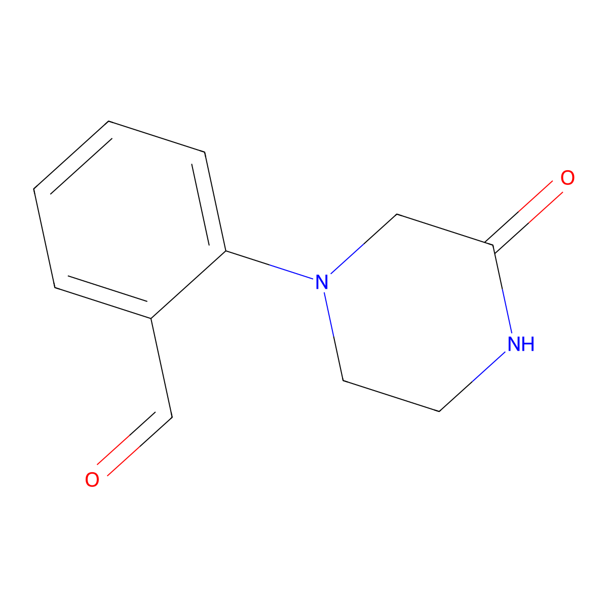 2-(3-Oxopiperazin-1-yl)benzaldehyde molecular structure, CAS 1021240-43-6