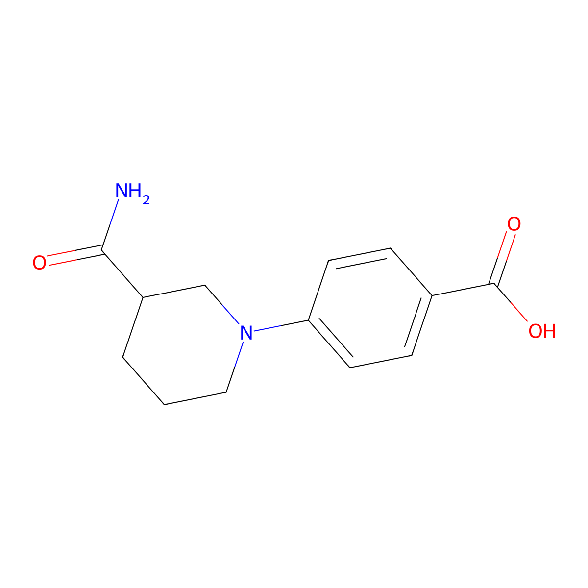 4-(3-Carbamoylpiperidin-1-yl)benzoic acid molecular structure, CAS 1021243-10-6