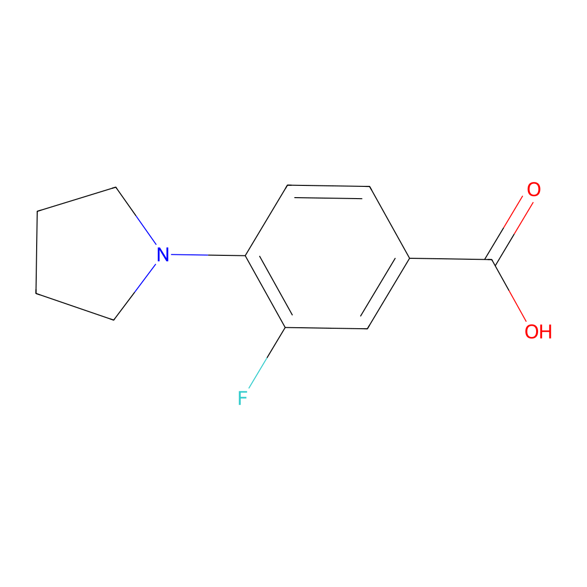3-Fluoro-4-(pyrrolidin-1-yl)benzoic acid molecular structure, CAS 1021243-16-2