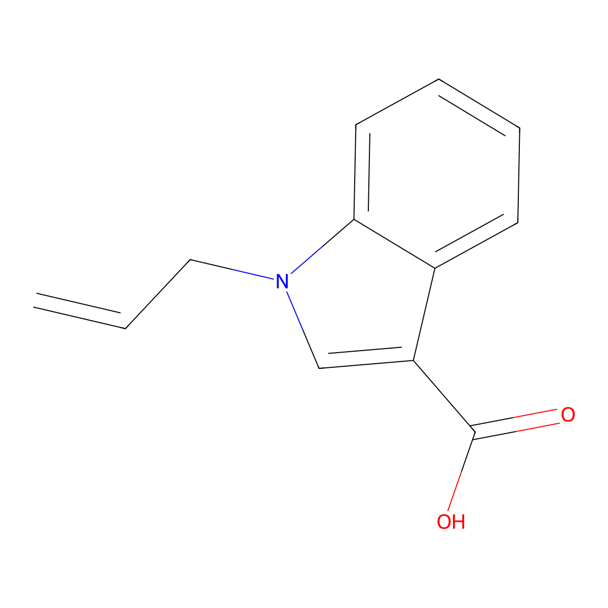 1-(prop-2-en-1-yl)-1H-indole-3-carboxylic acid molecular structure, CAS 1021244-66-5
