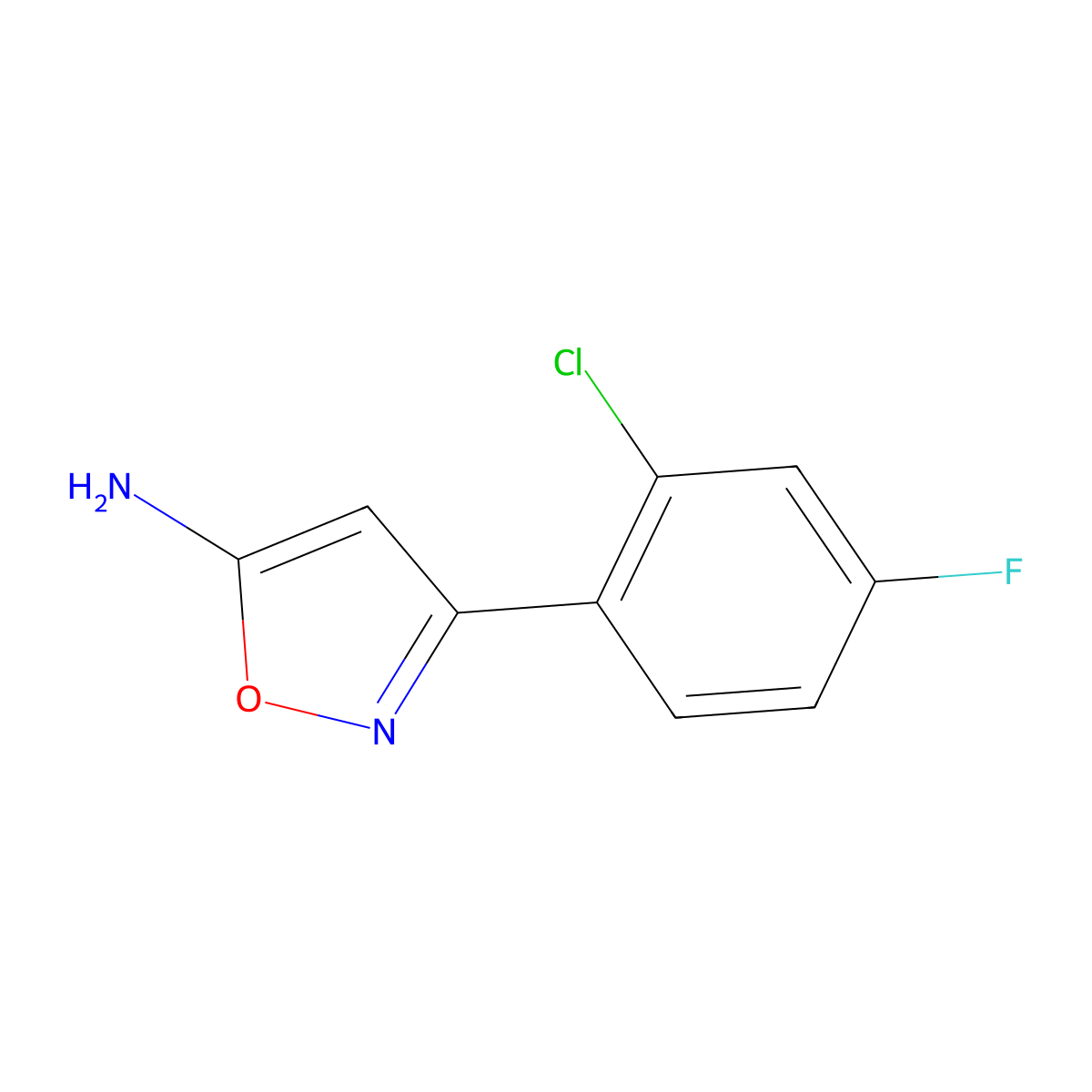 3-(2-Chloro-4-fluorophenyl)-1,2-oxazol-5-amine molecular structure, CAS 1021245-87-3