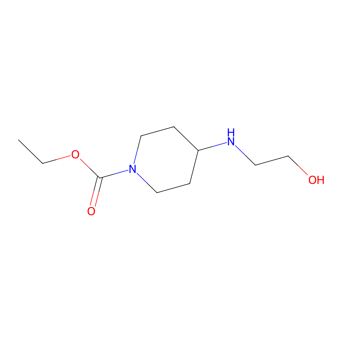 Ethyl 4-[(2-hydroxyethyl)amino]piperidine-1-carboxylate molecular structure, CAS 1021246-92-3