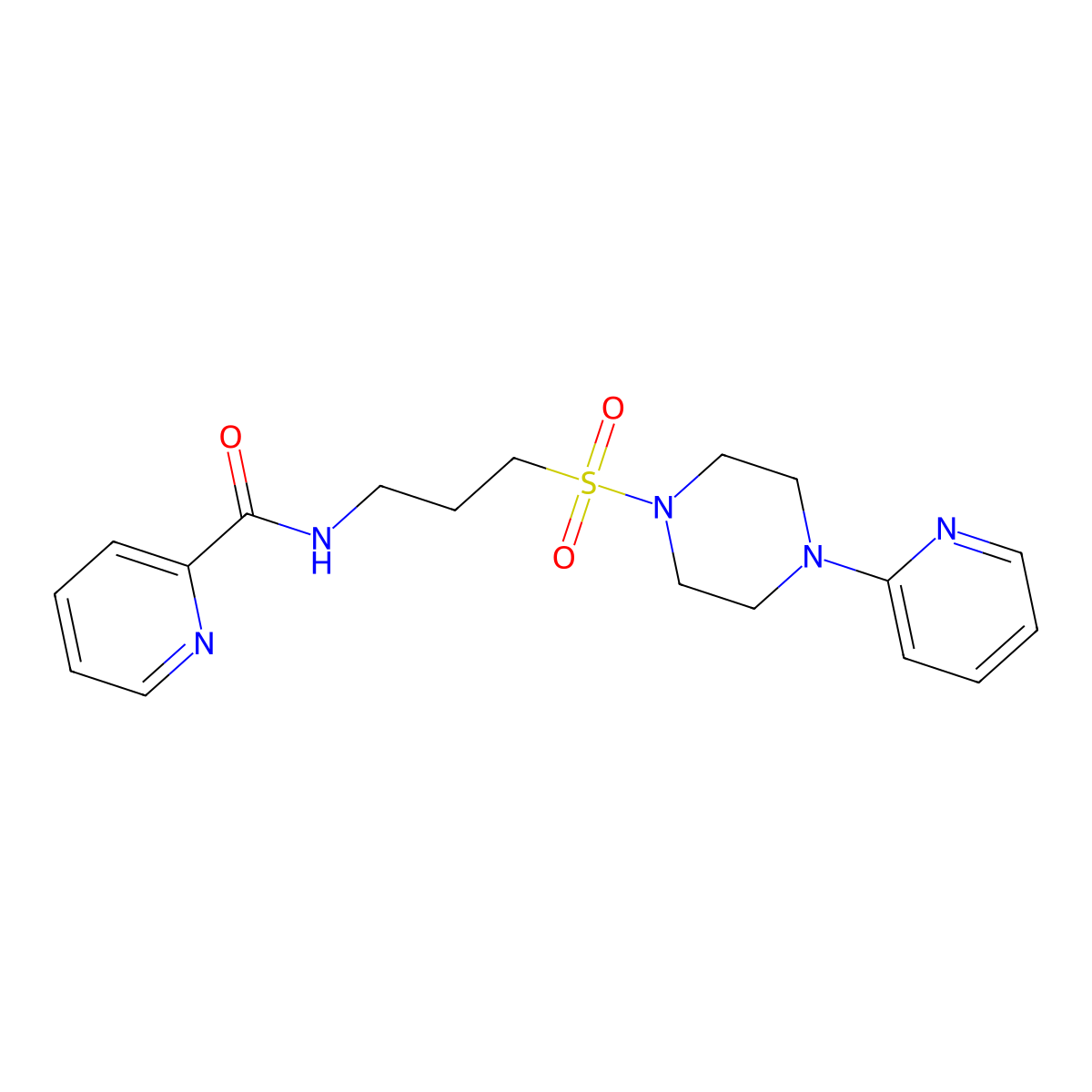 N-(3-((4-(pyridin-2-yl)piperazin-1-yl)sulfonyl)propyl)picolinamide molecular structure, CAS 1021248-08-7